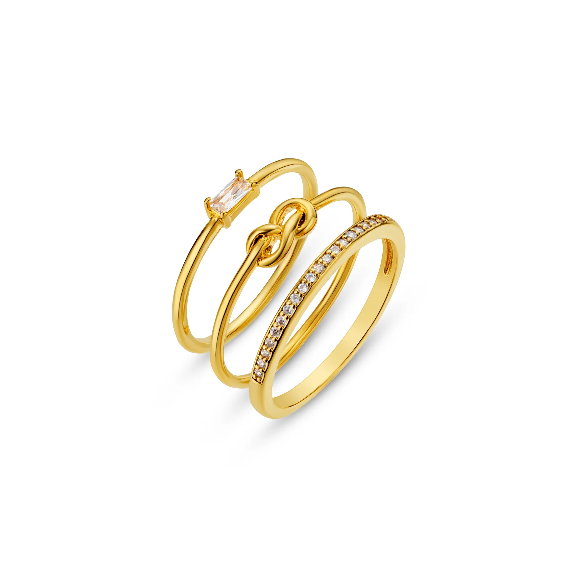 Baguette & Infinity Crystal Ring Stacking Set