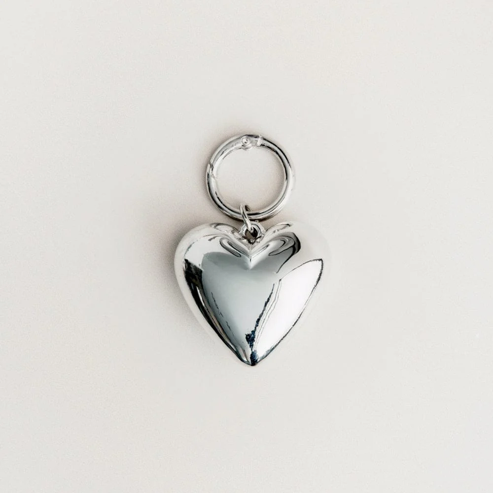 Silver Bubble Heart Bag Charm