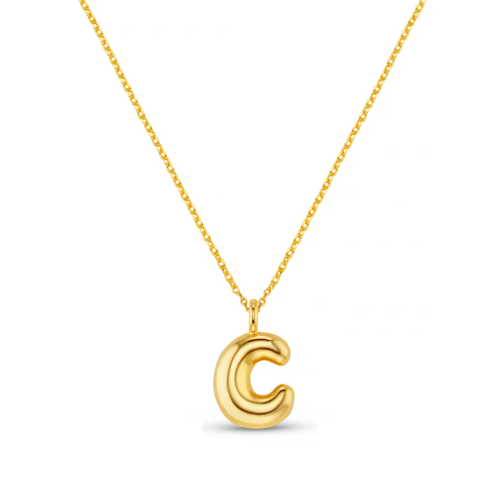 C Bubble Initial Necklace