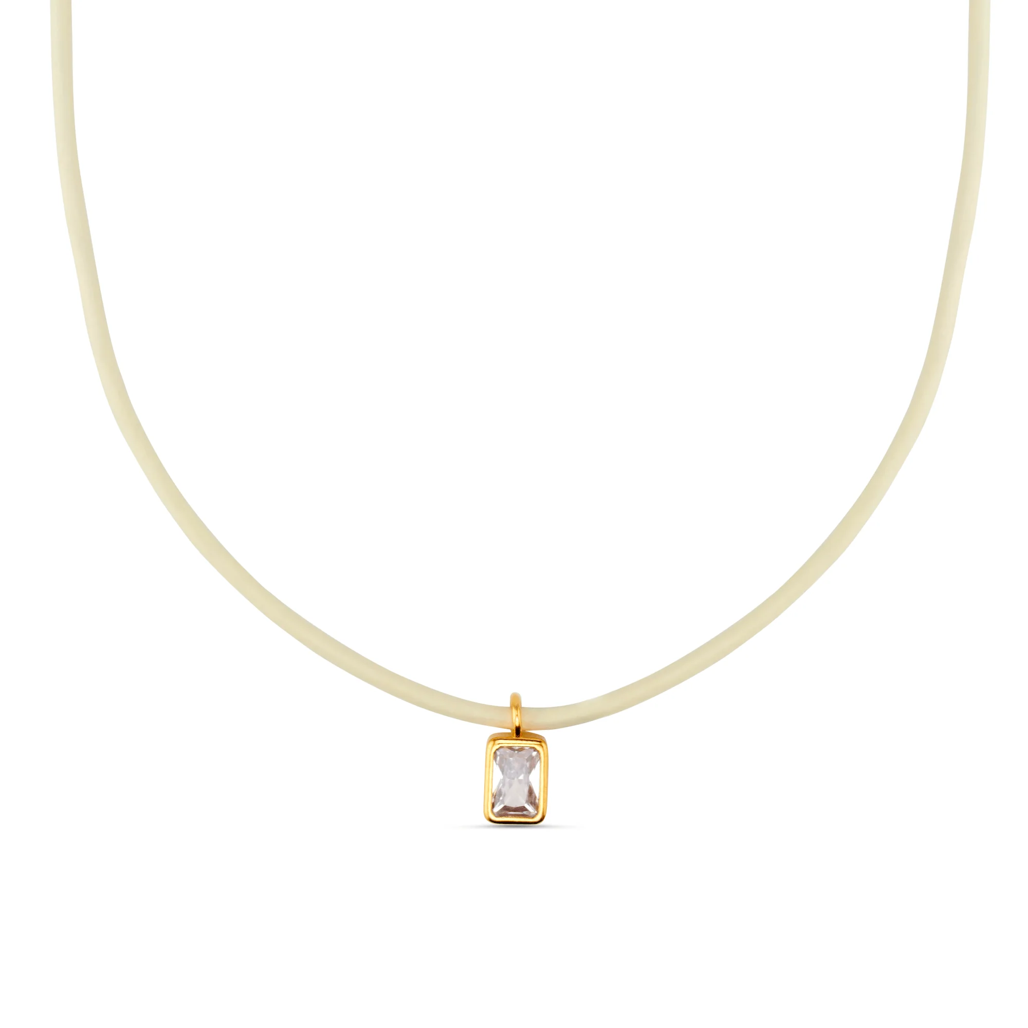 Crystal Baguette & Leather Adjustable Necklace