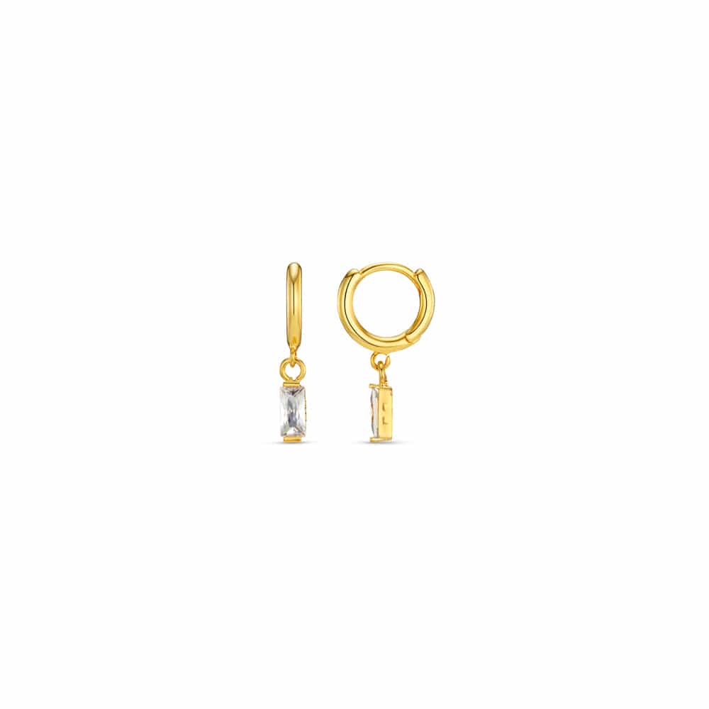 Crystal Baguette Micro Hoop Earrings