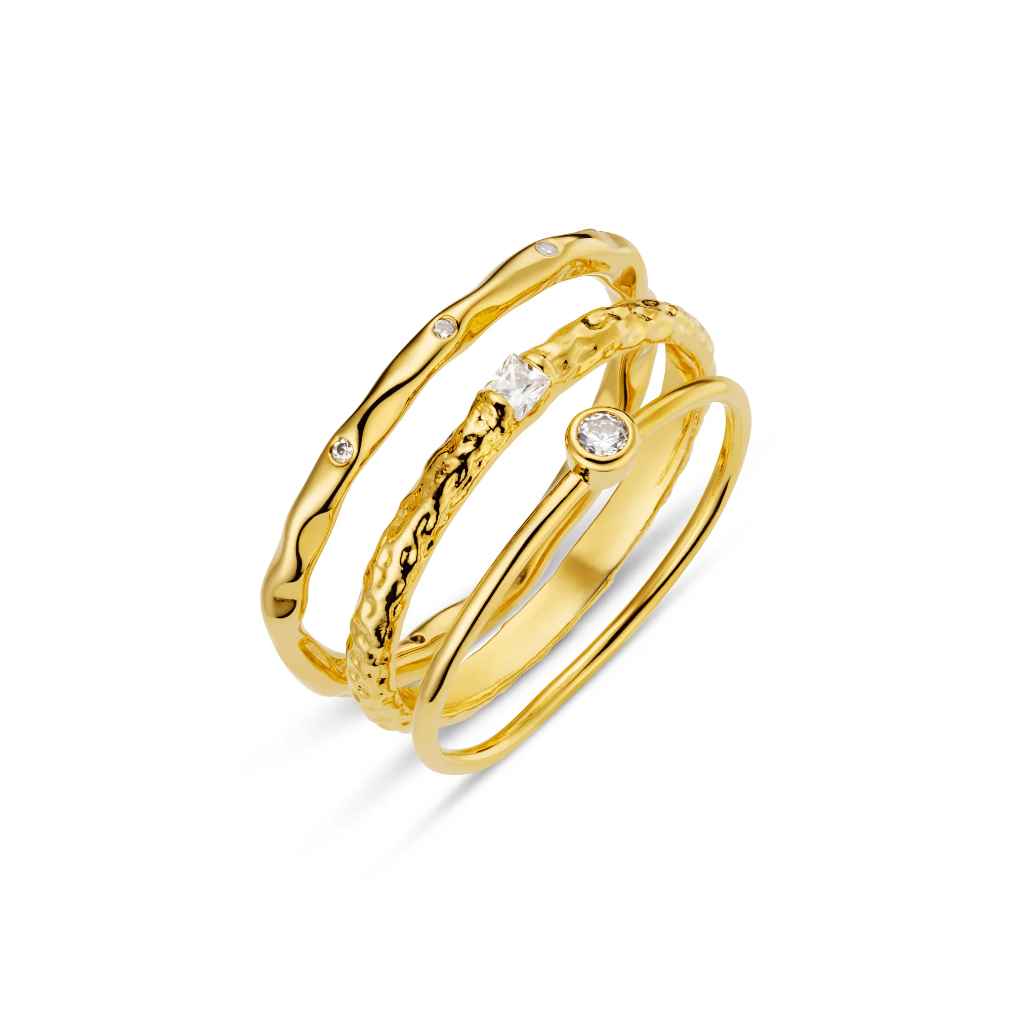 Crystal & Molten Ring Stacking Set