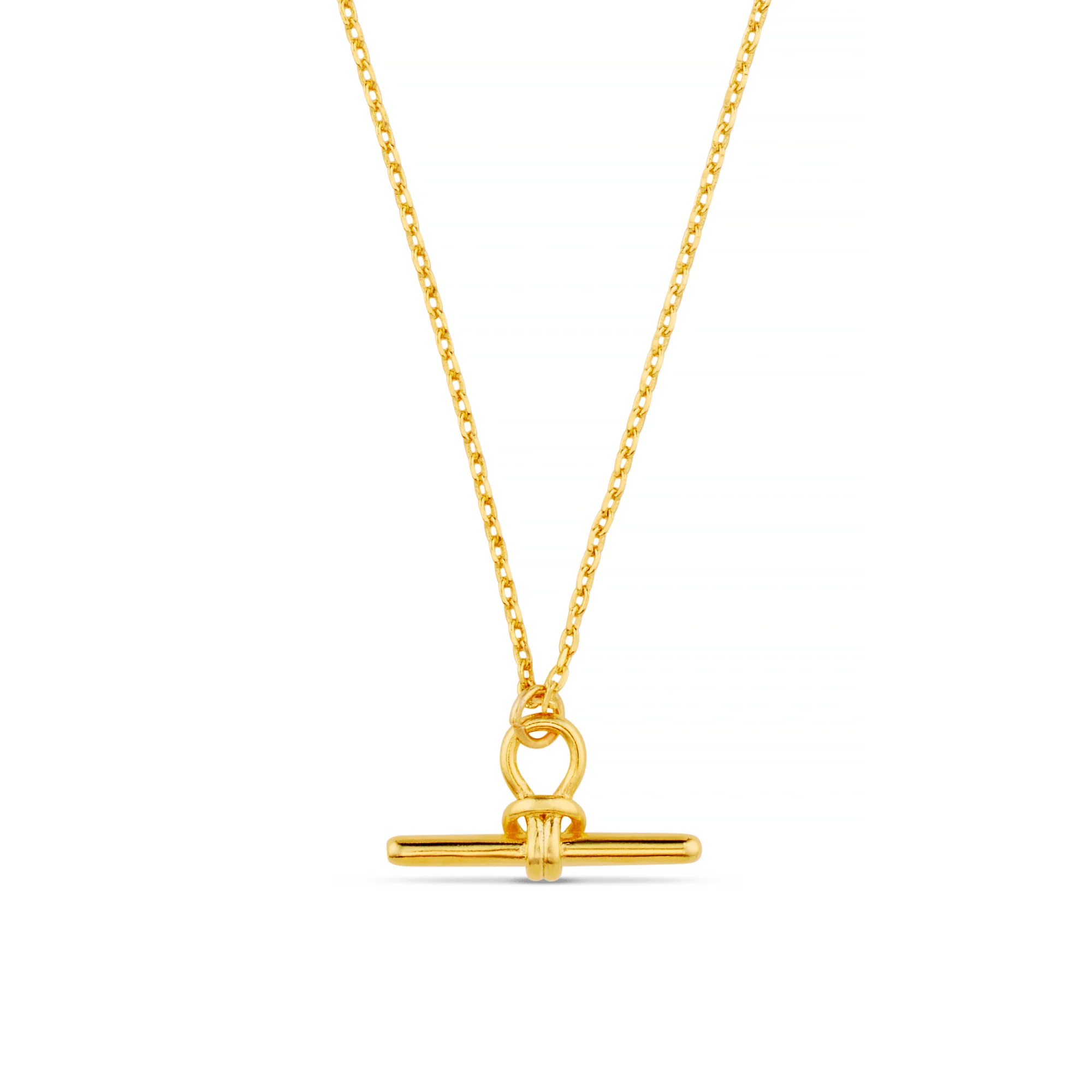 Dainty T-Bar Knot Necklace - Gold
