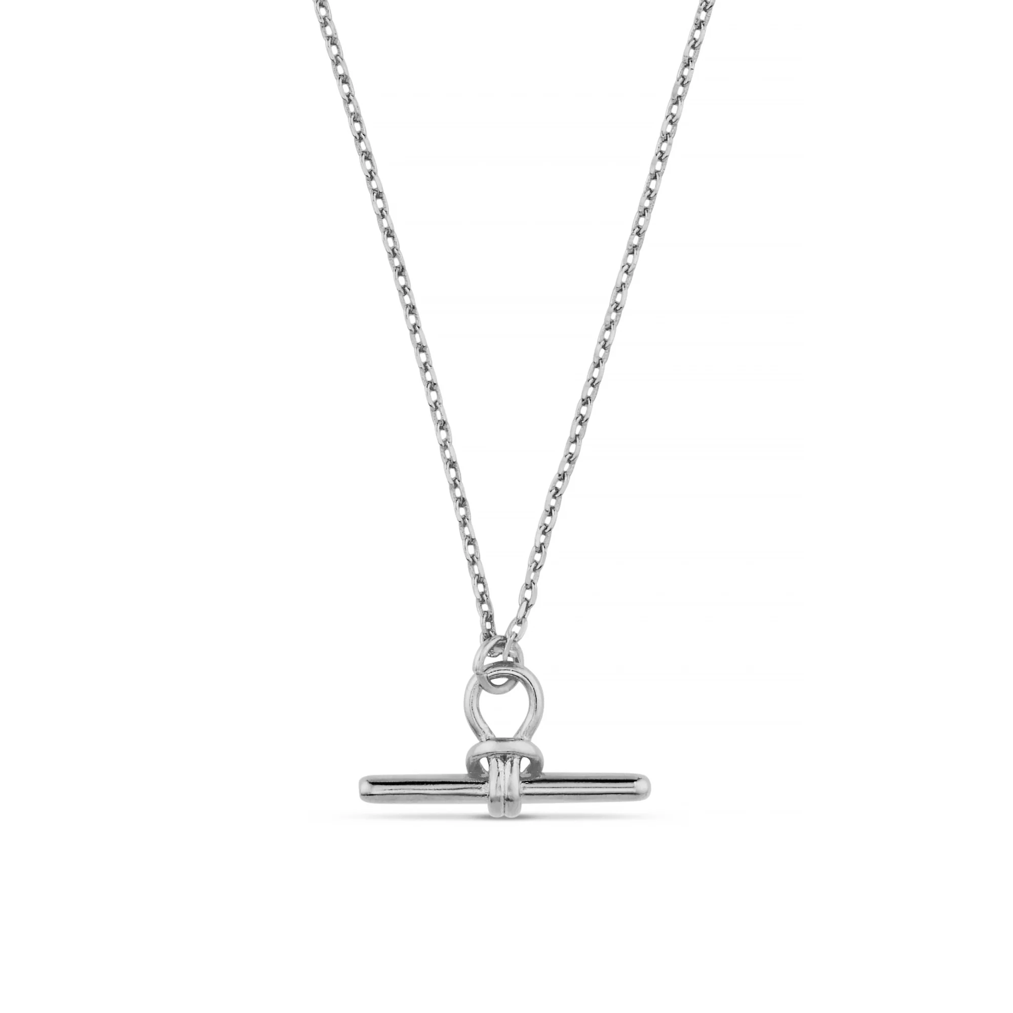 Dainty T-Bar Knot Necklace - Silver