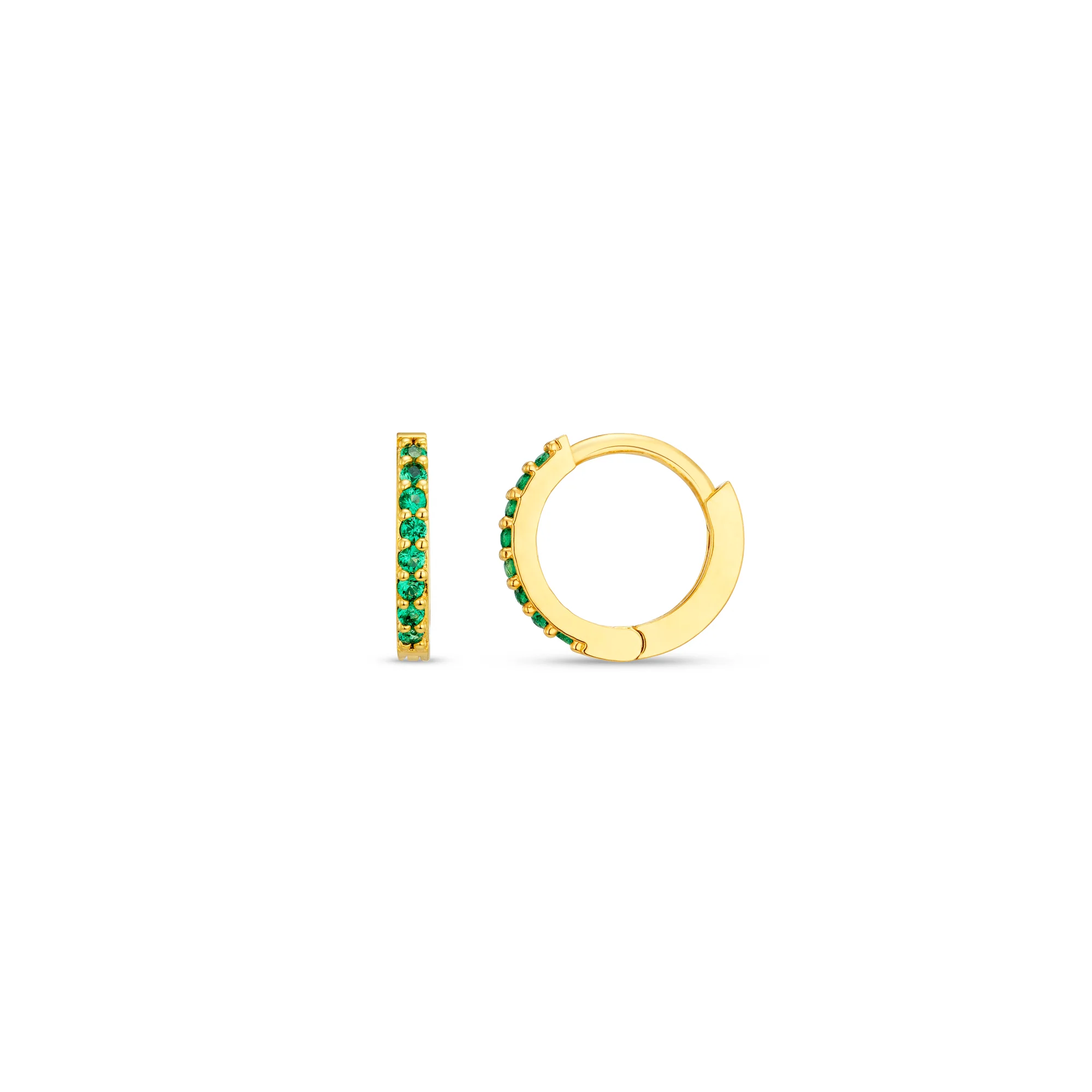 Emerald Mini Micro Pavé Hoop Earrings