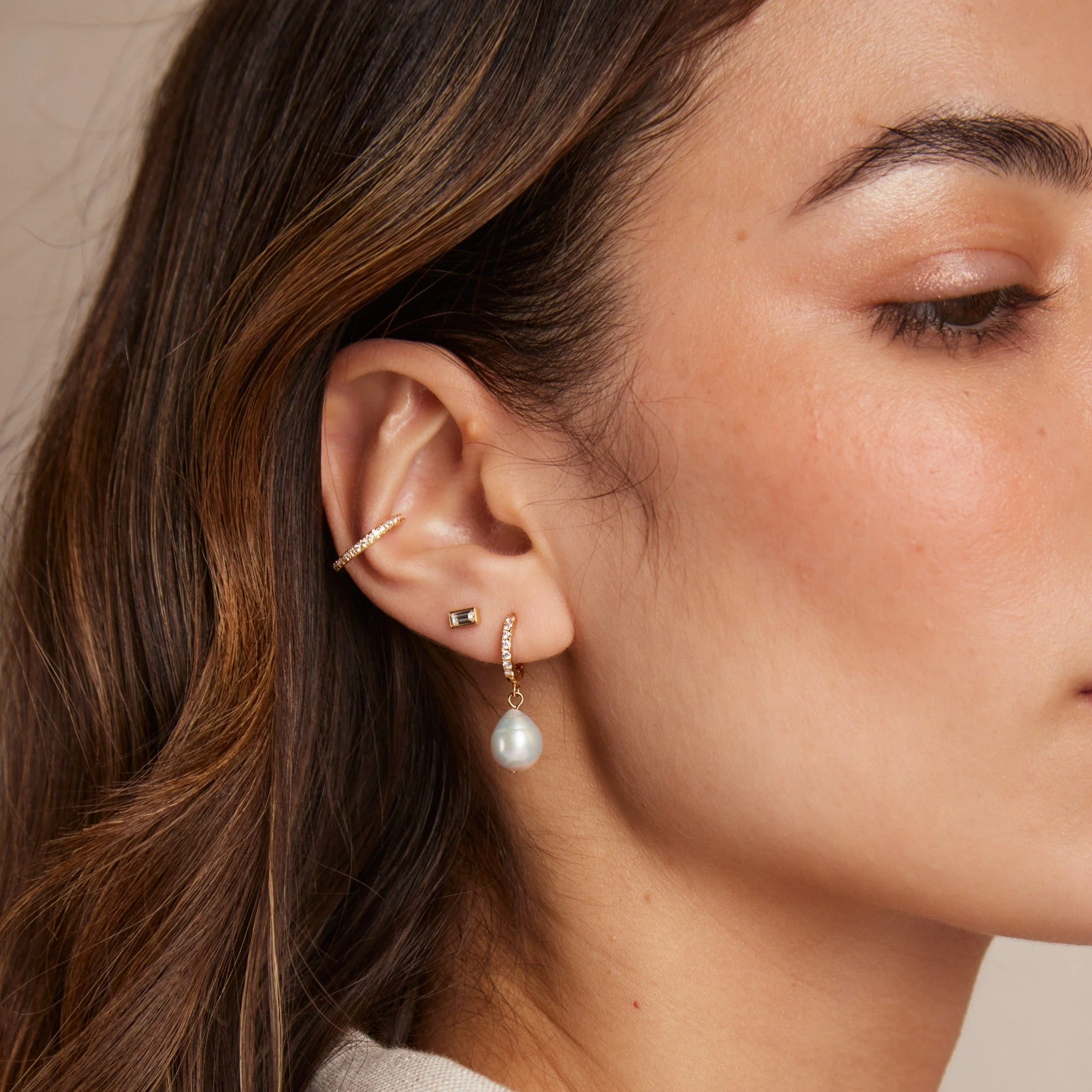 Fine Pavé Ear Cuff - Gold - Image 3