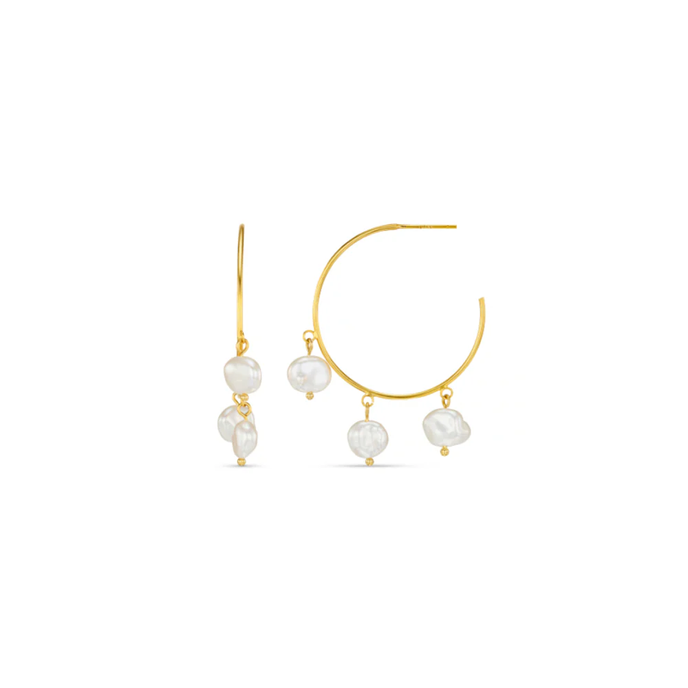 Fine Pearl Shaker Hoop Earrings
