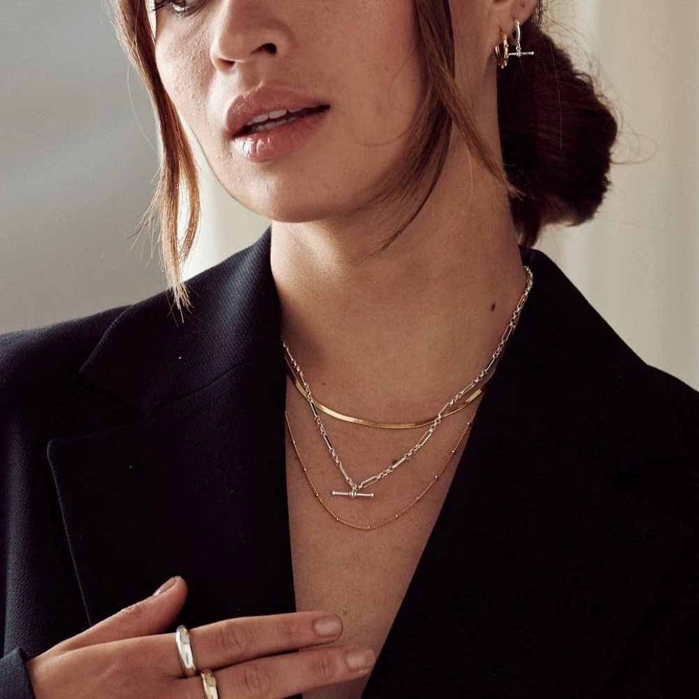 Flat Snake Chain Necklace - Gold - Image 5