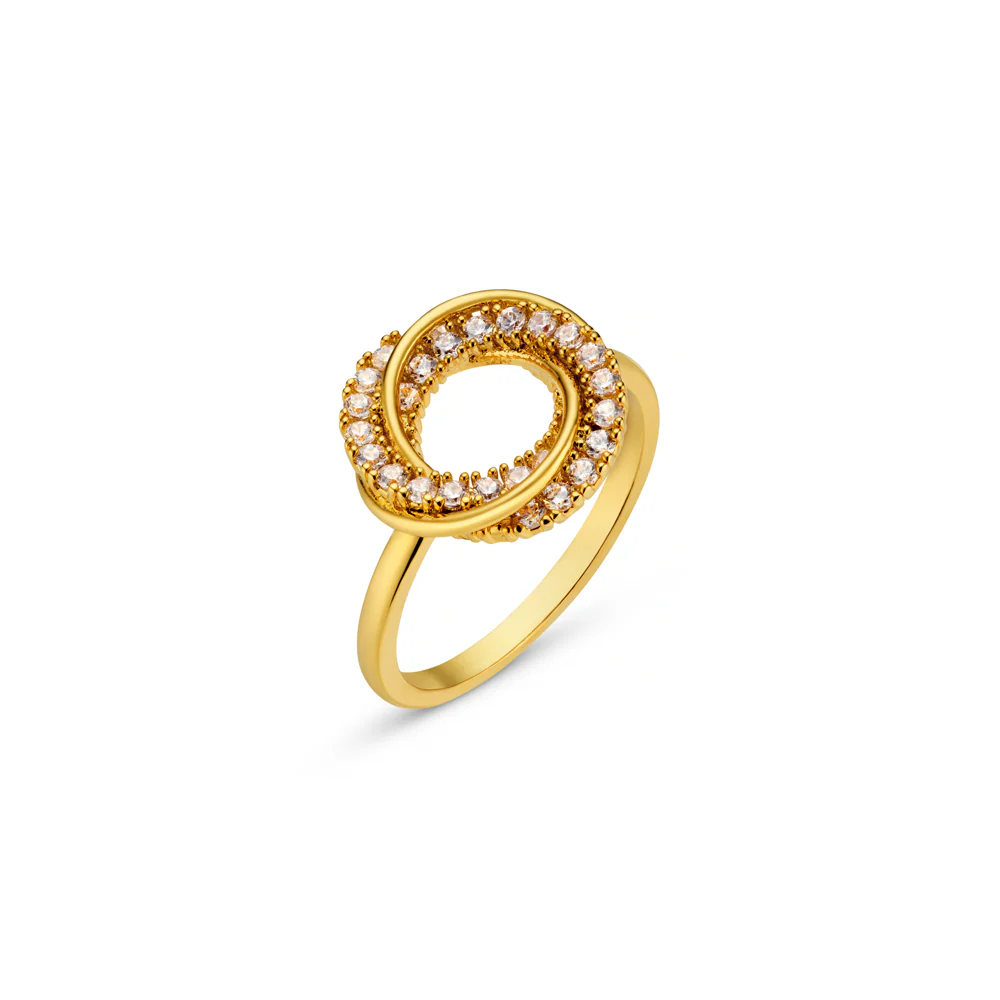 Interlocking Pavé Open Circle Ring