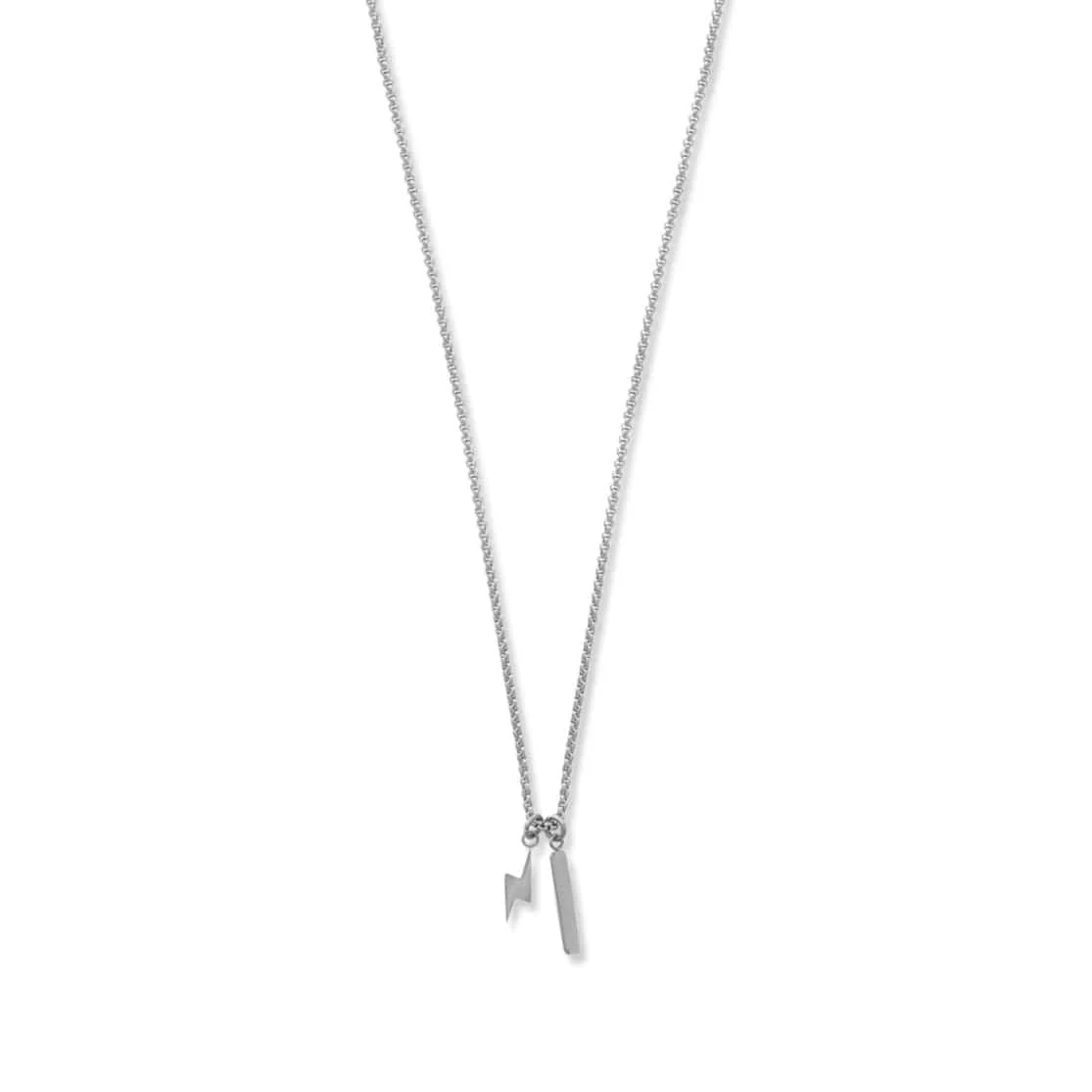 Lightning & Bar Cluster Necklace - Silver