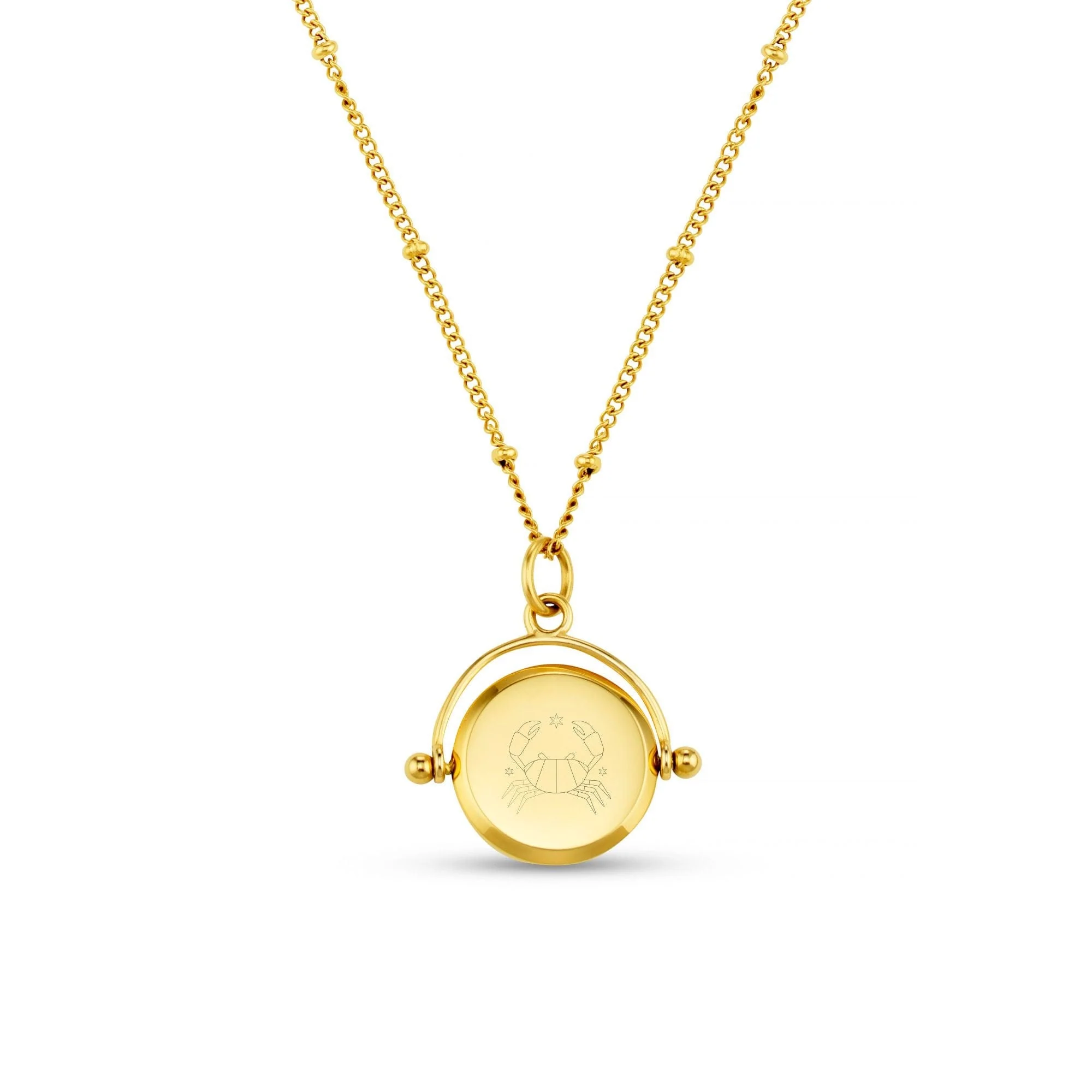 LUXE Cancer Zodiac Engraved Spinner Necklace - Gold