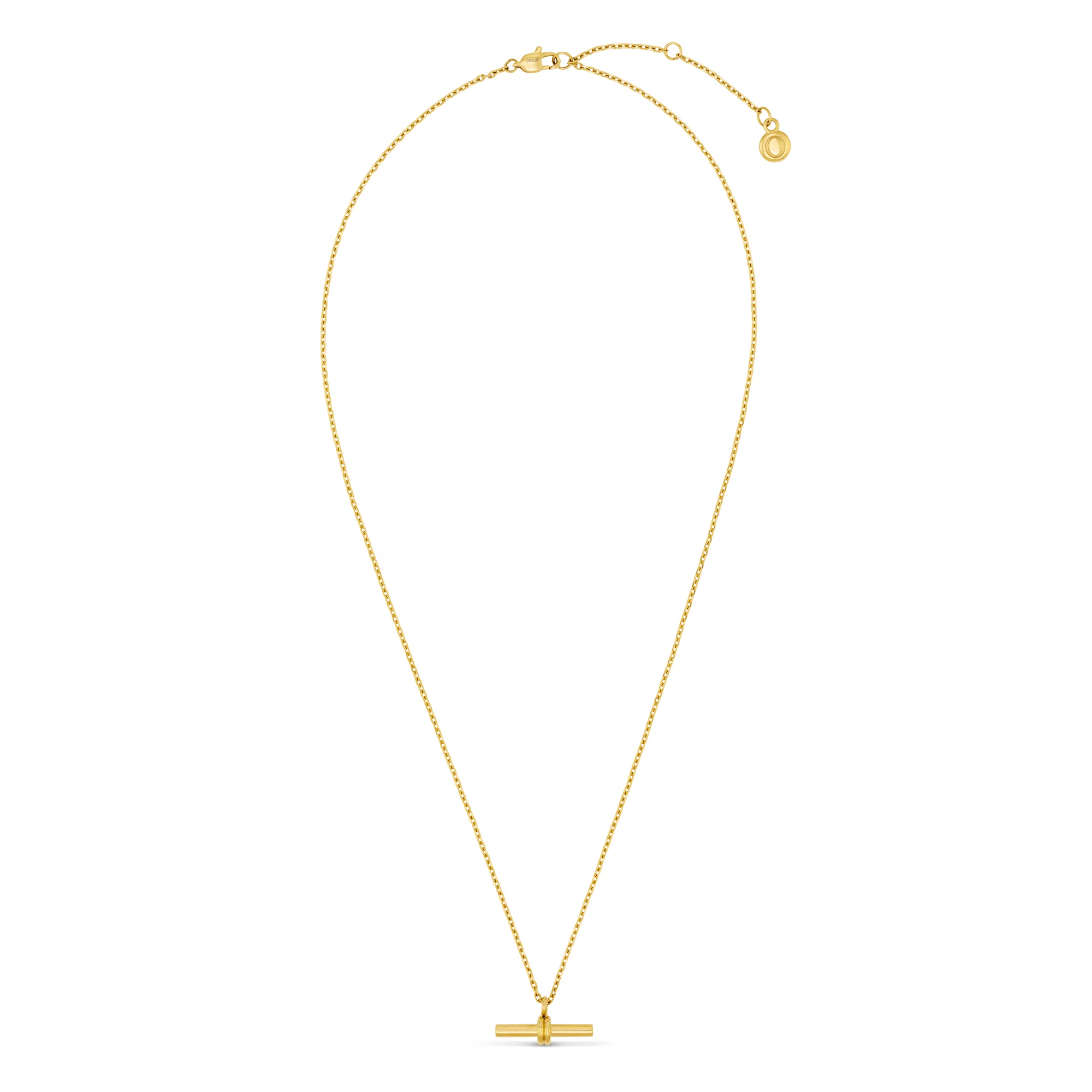 LUXE Fine Chain T-Bar Drop Necklace - Gold - Image 4