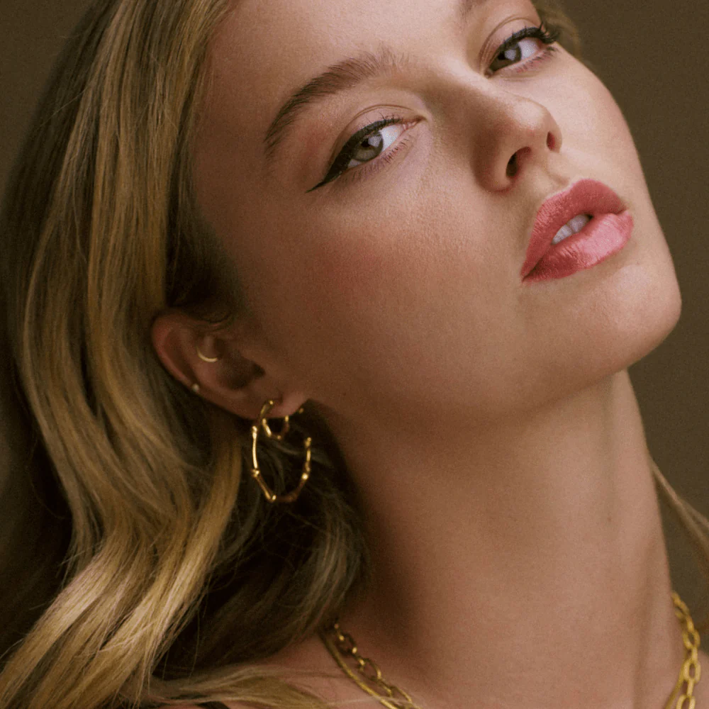 LUXE Polished Bamboo Large Hoop Earrings - Image 4