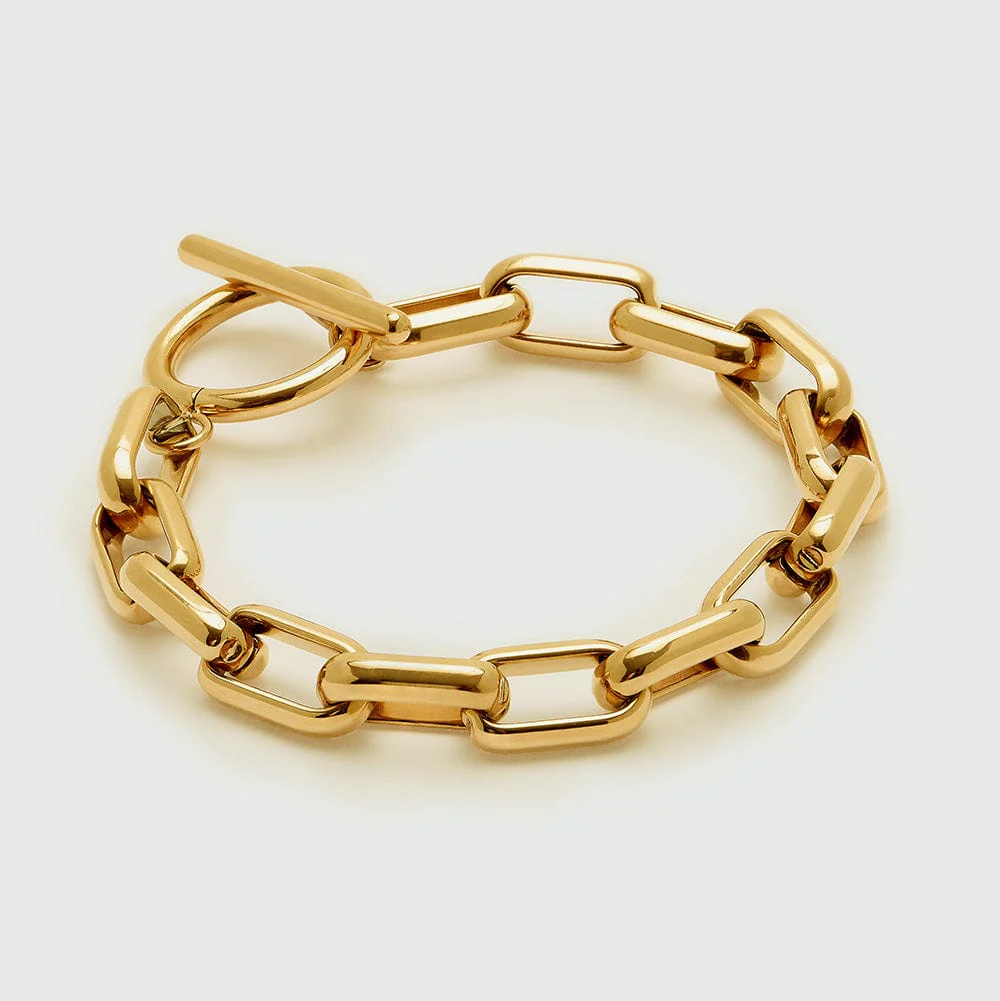 LUXE Rectangle Link T-Bar Bracelet - Gold - Image 4