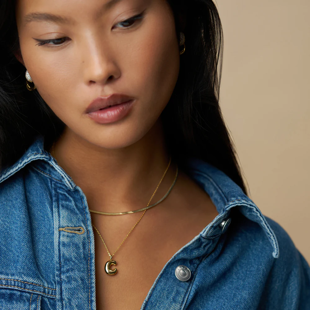 M Bubble Initial Necklace - Image 2