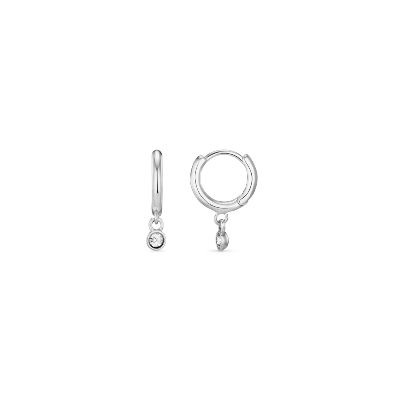 Mini Crystal Drop Micro Hoop Earrings Made With Swarovski® Crystals - Silver