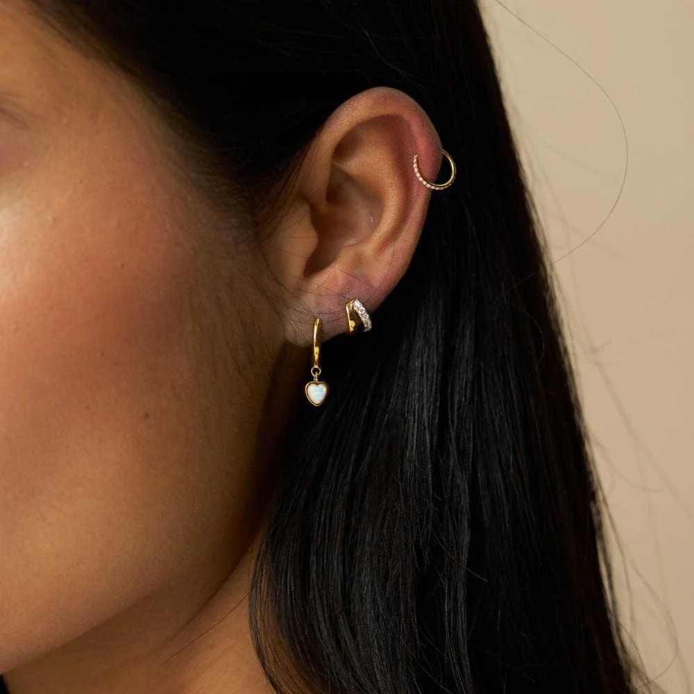 Mini Pavé Illusion Micro Huggie Hoop Earrings - Image 2