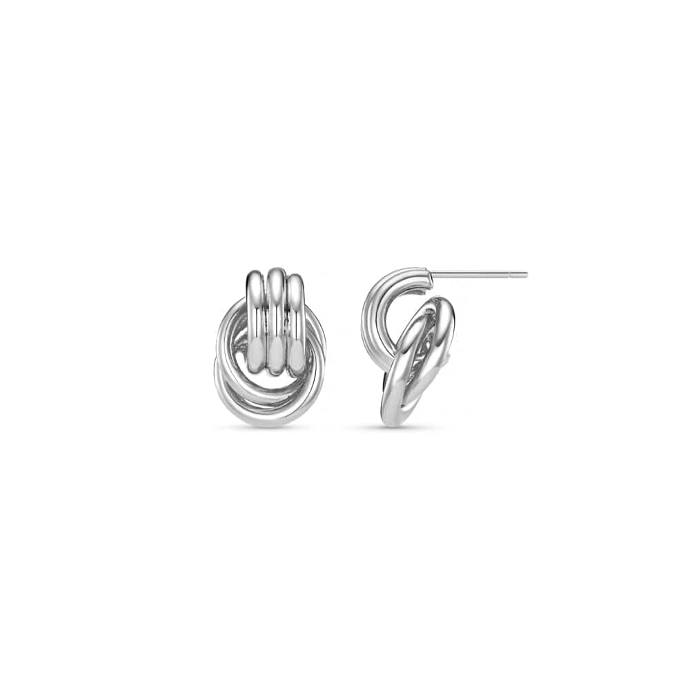 Mini Polished Interlocking Earrings - Silver