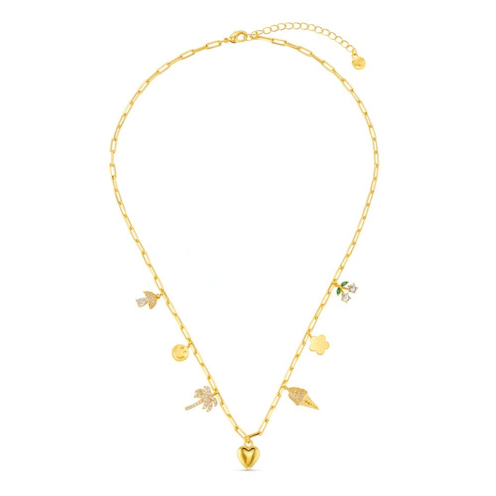 Mixed Eclectic Pavé Charm Necklace - Image 4