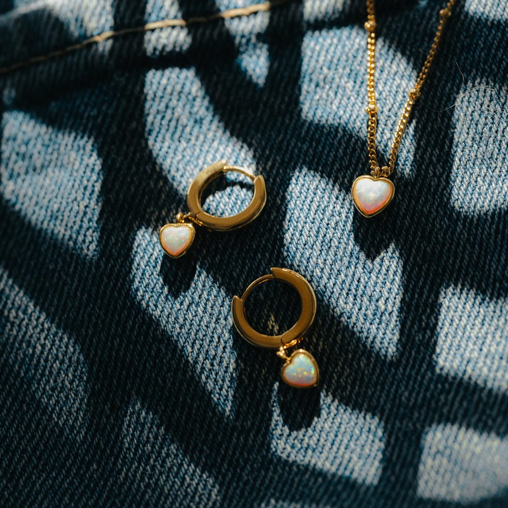 Opal Heart Charm Necklace - Image 3