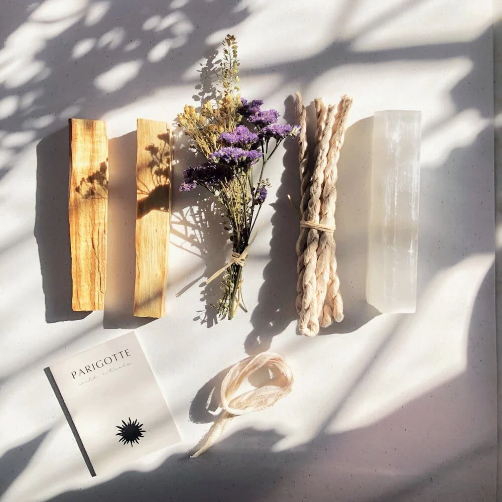 Palo Santo, Selenite, Incense & Dried Flower Bundle - Image 2