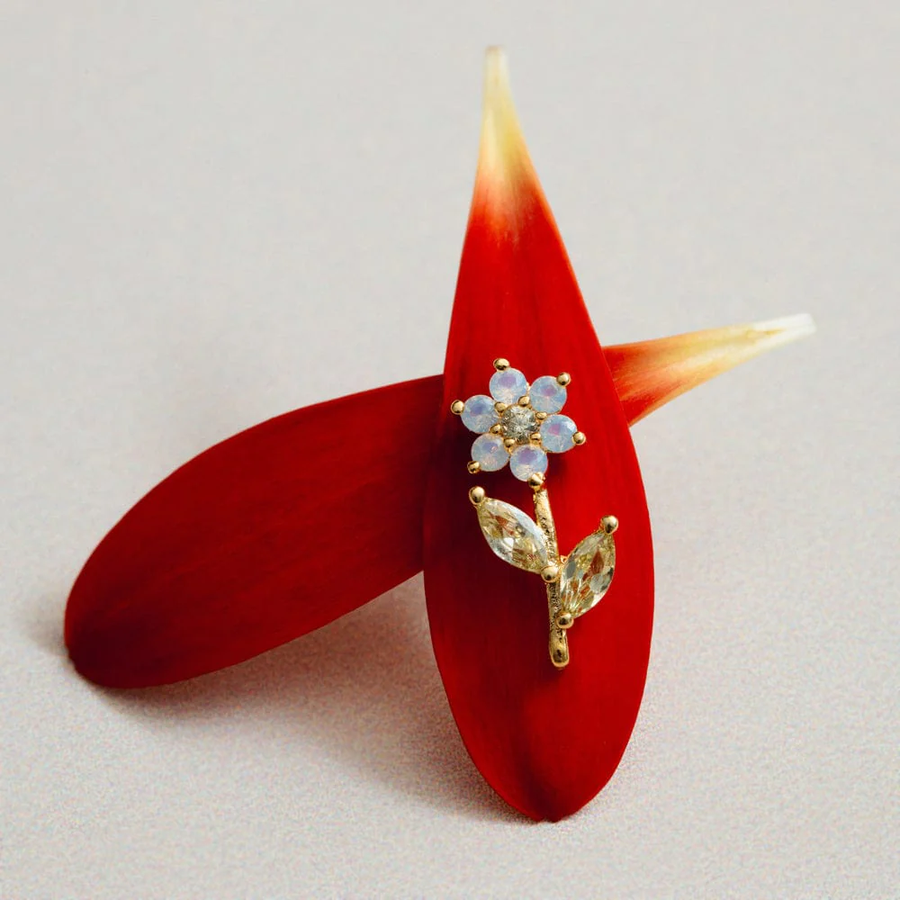 Pastel Crystal Flower Stud Earrings - Image 3