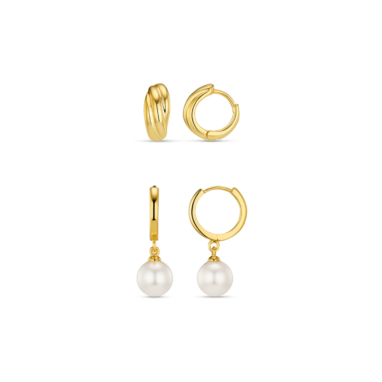 Pearl Drop & Twist Micro Huggie Hoop Earring Jewellery Set