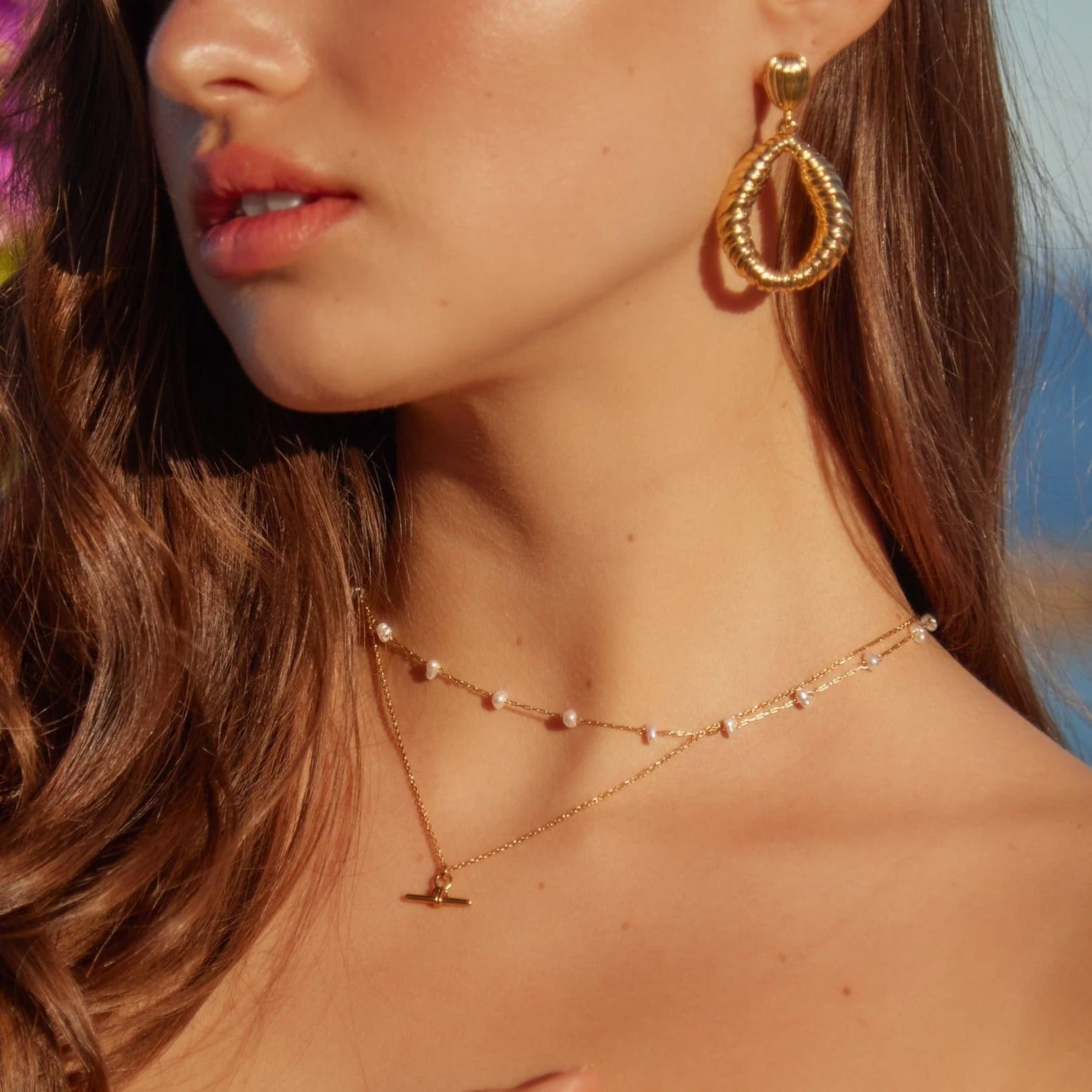 Pearl Stationed Chain Necklace - Image 4