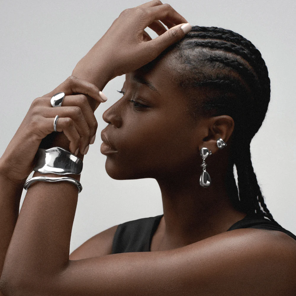 Polished Domed Ear Cuff - Silver - Image 2