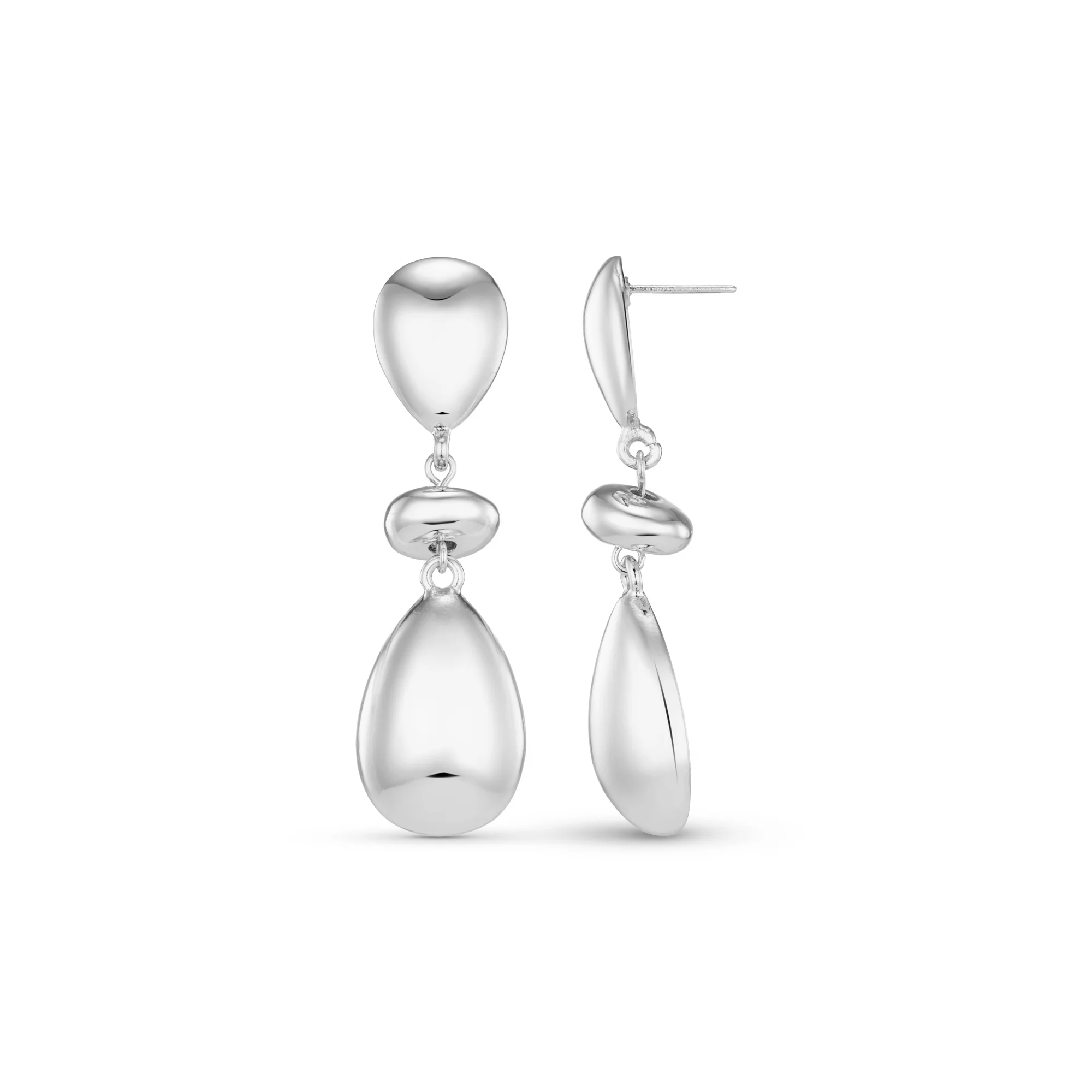 Polished Statement Mix Drop Earrings - Silver