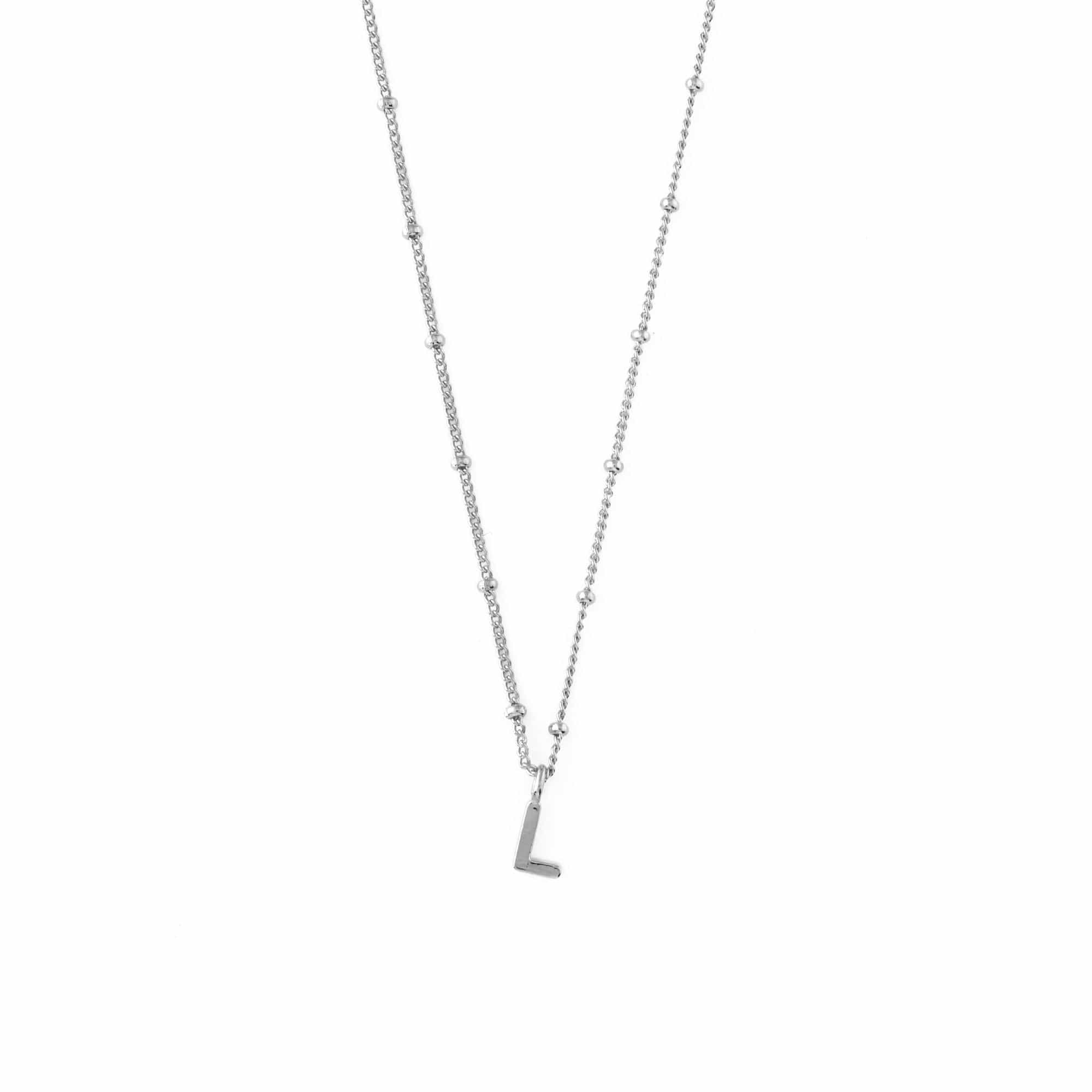 Satellite Chain Initial Necklace - Silver - T - Image 14