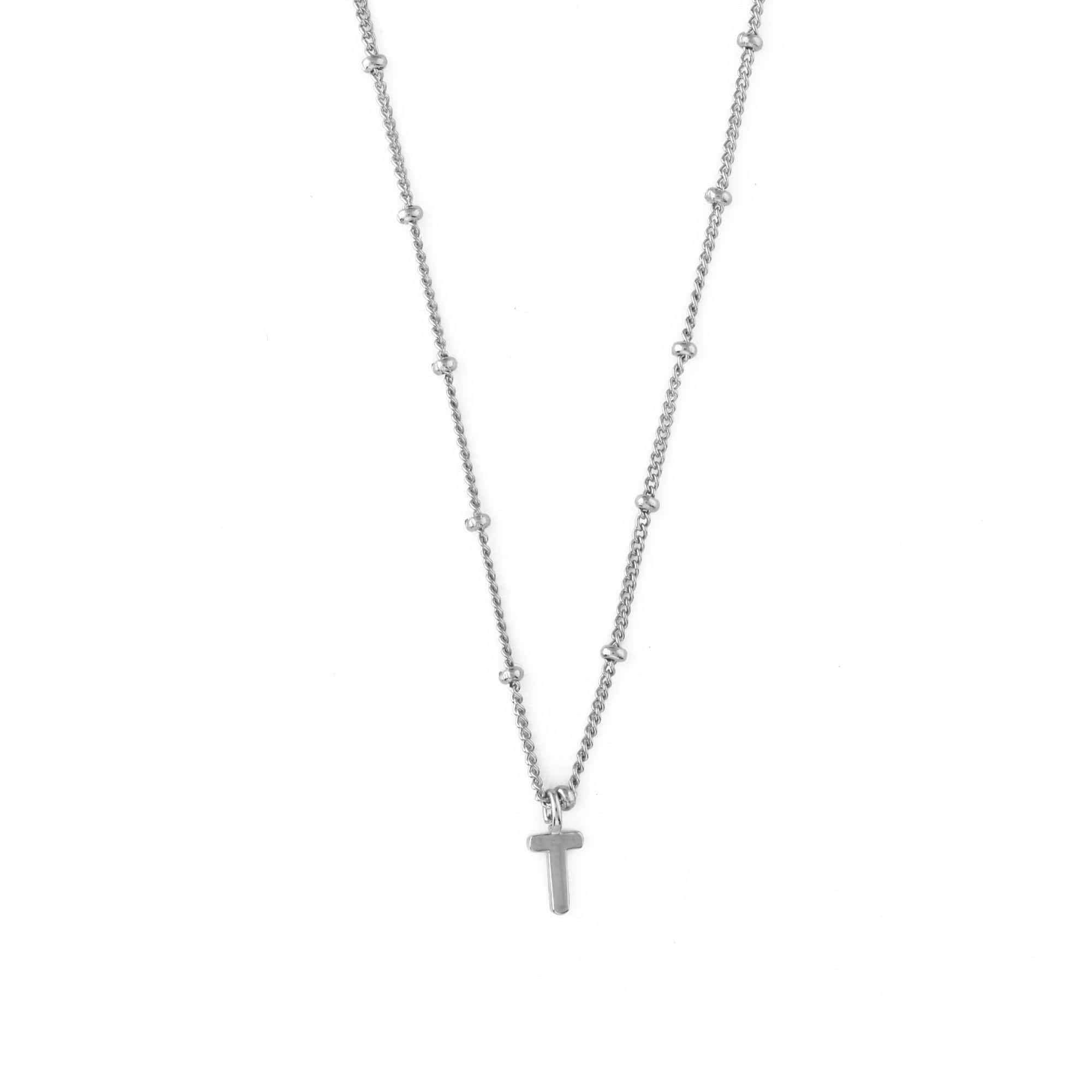 Satellite Chain Initial Necklace - Silver - T - Image 21