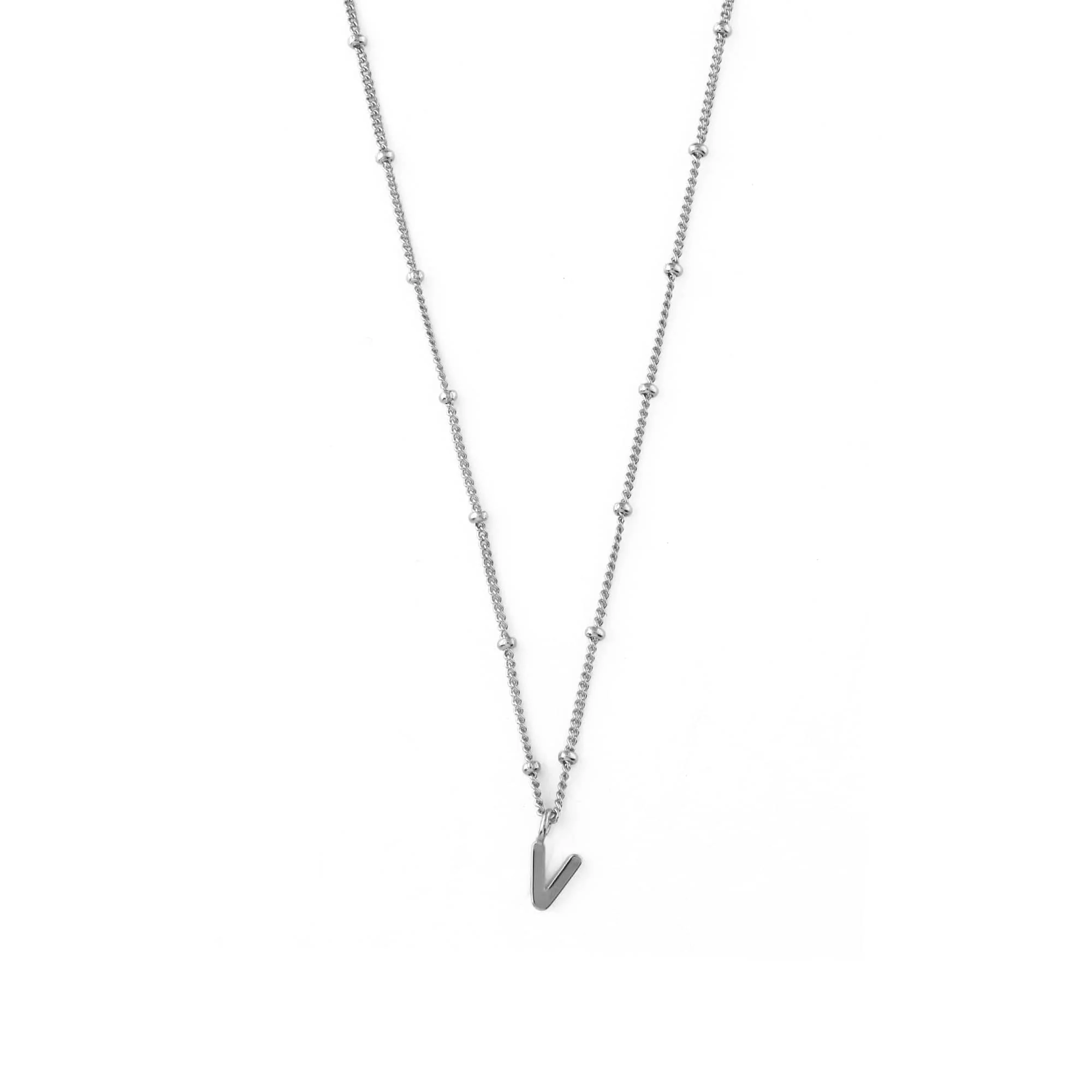 Satellite Chain Initial Necklace - Silver - T - Image 22
