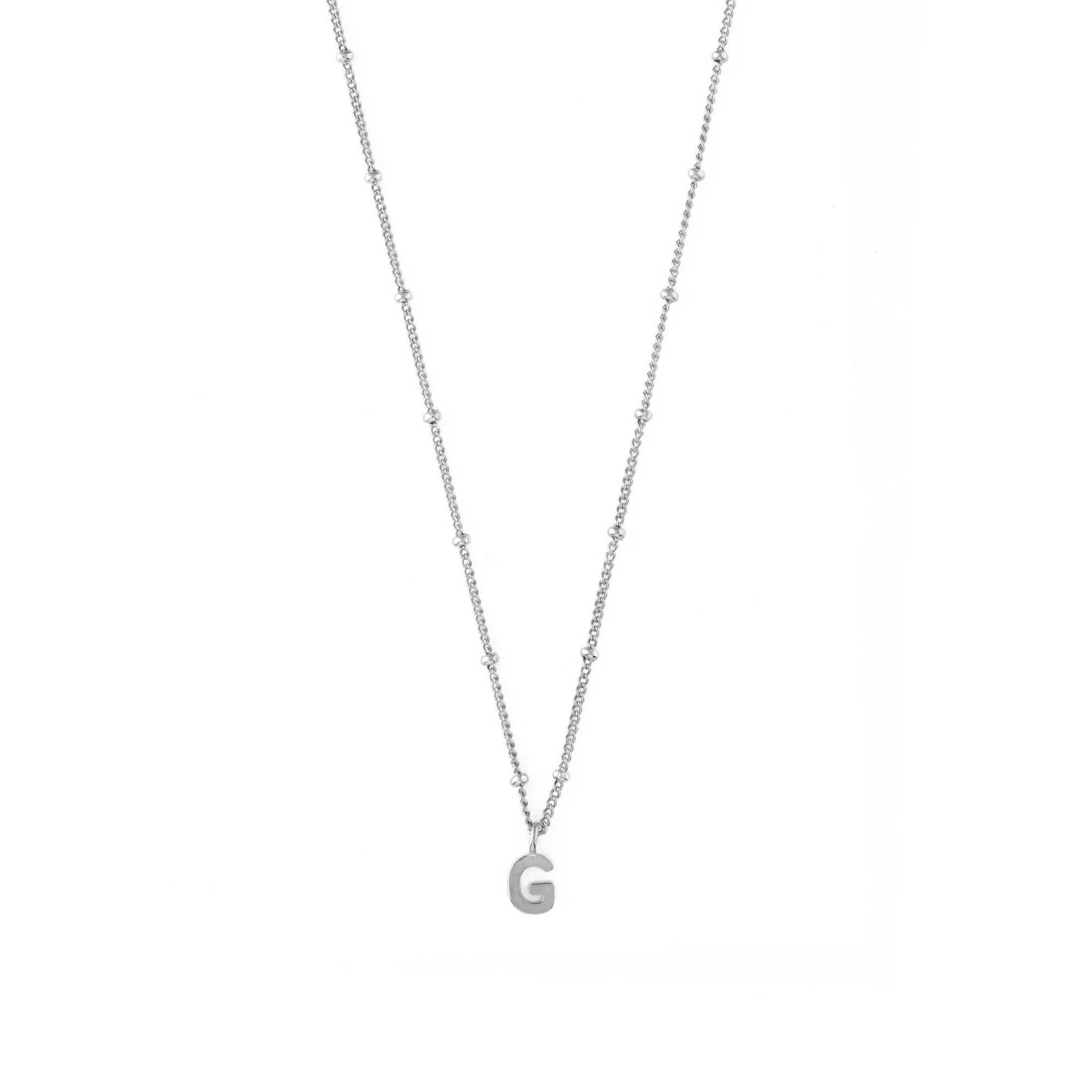 Satellite Chain Initial Necklace - Silver - T - Image 9