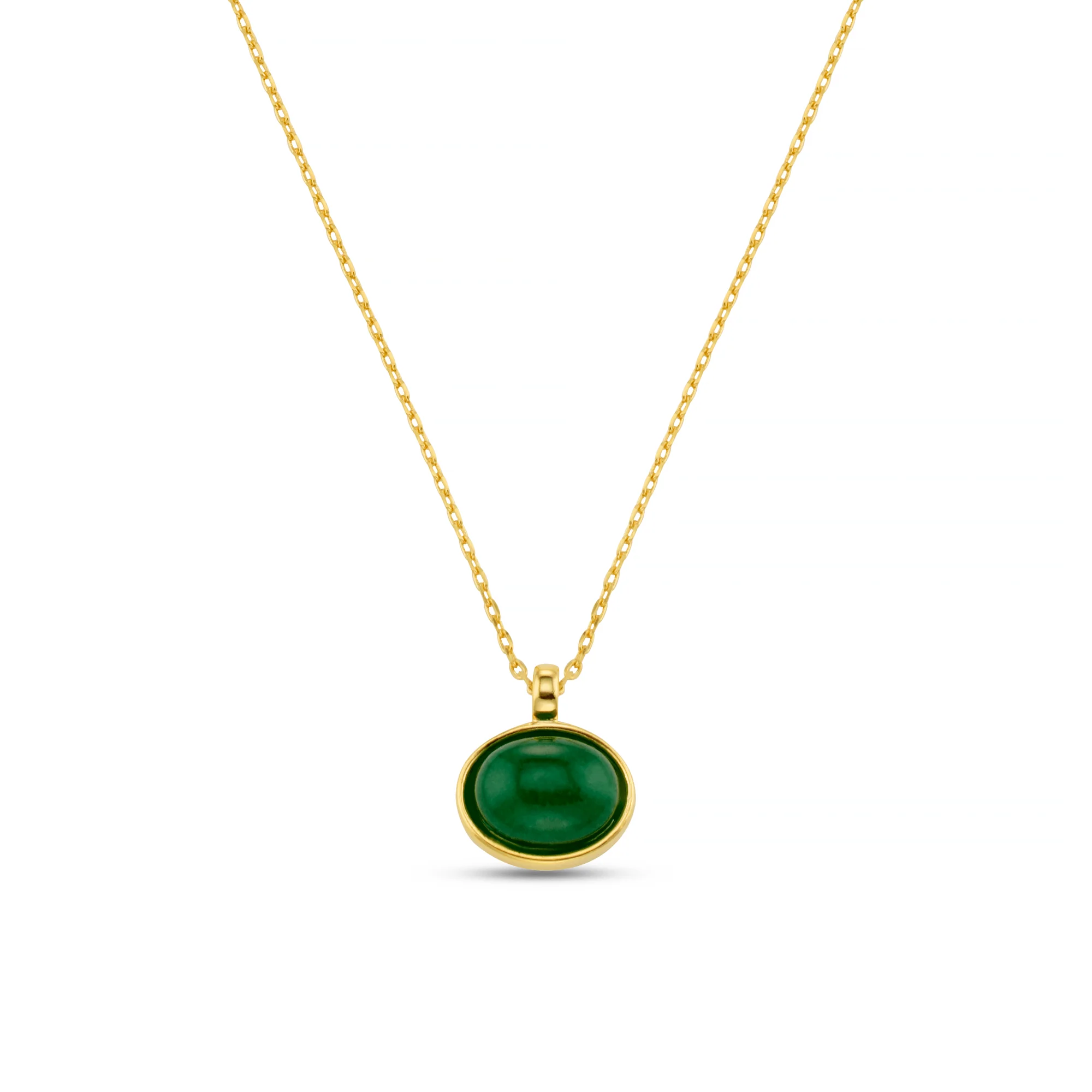 Semi-Precious Green Jade Pendant Necklace