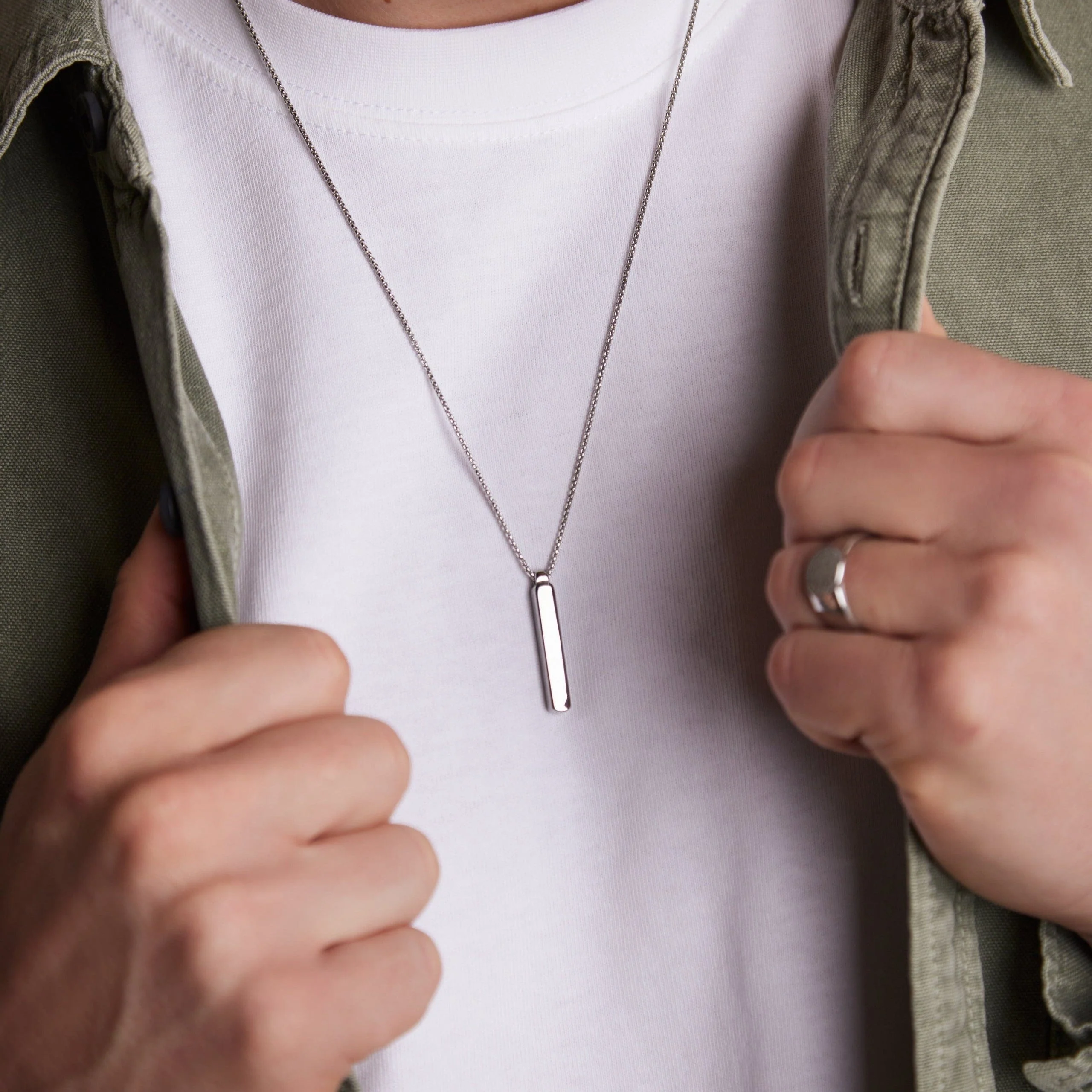 Solid Bar Necklace - Silver - Image 2