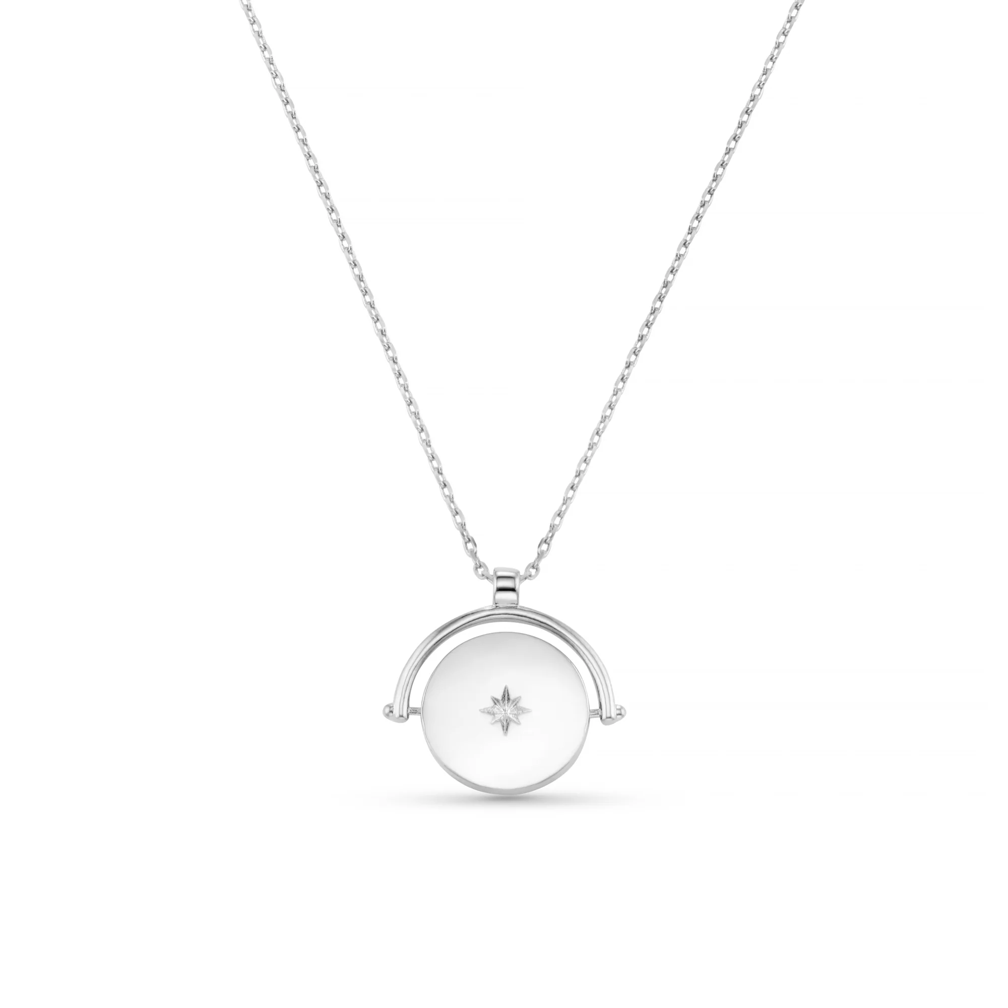Starburst Coin Spinner Necklace Silver
