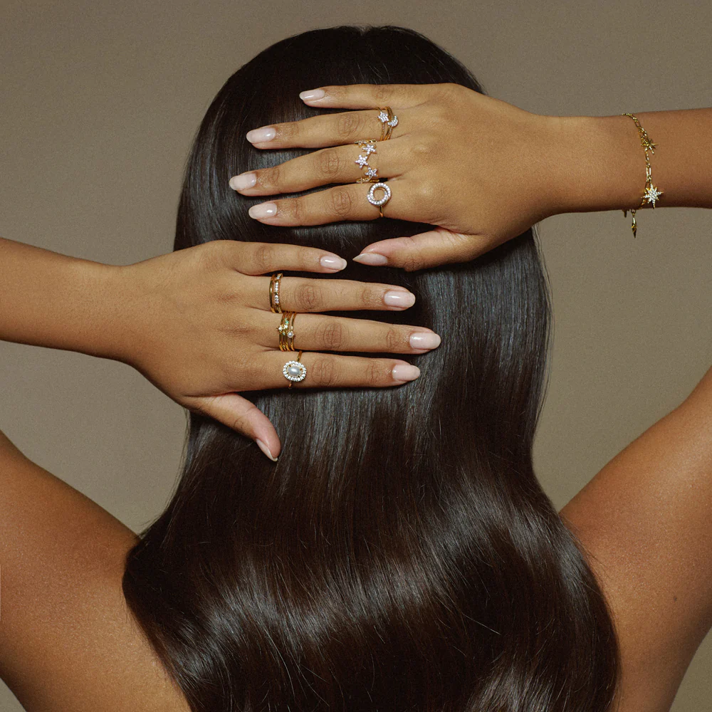 Starburst & Pearl Stacking Ring Set - Image 2