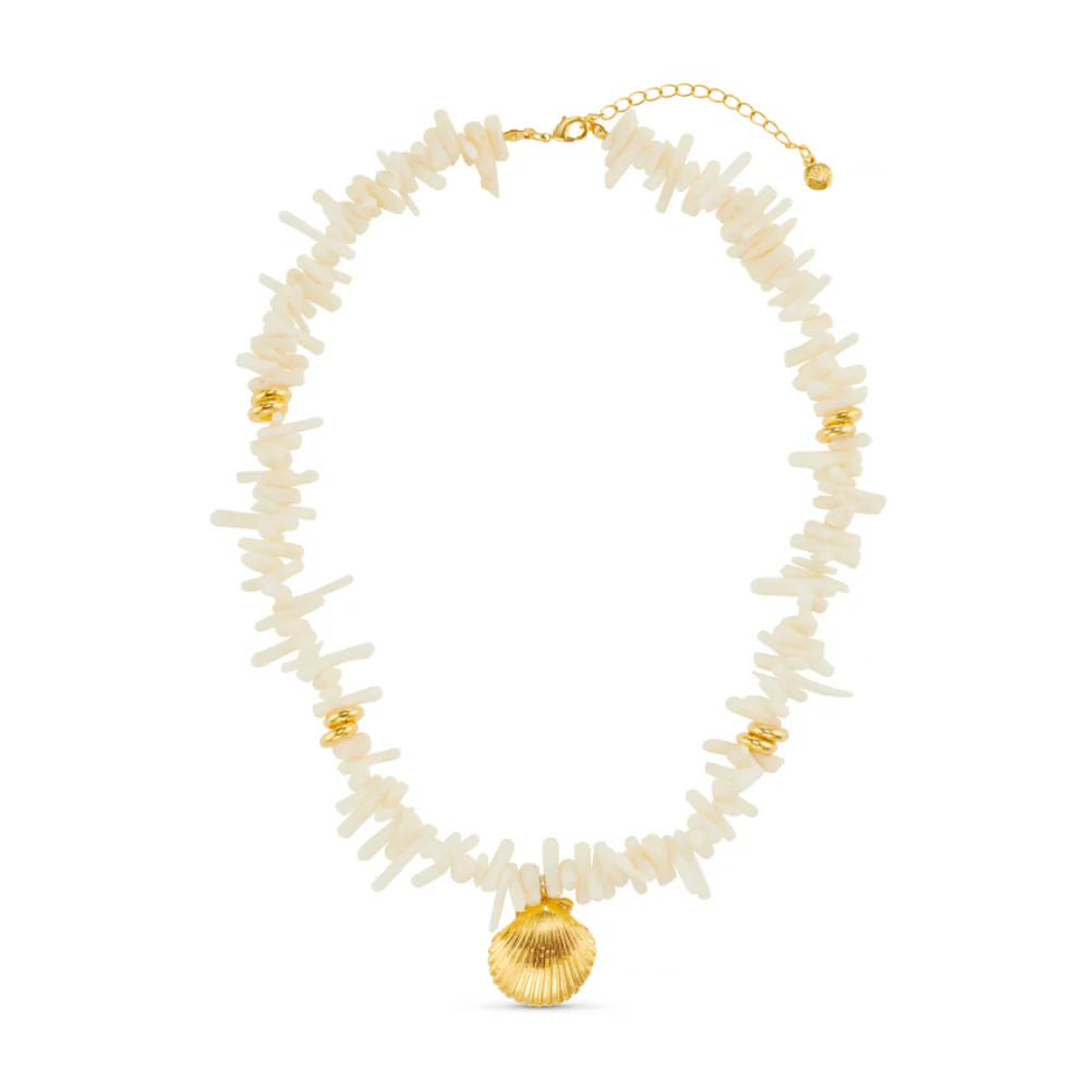 Cream Coral Chip & Shell Necklace - Image 4