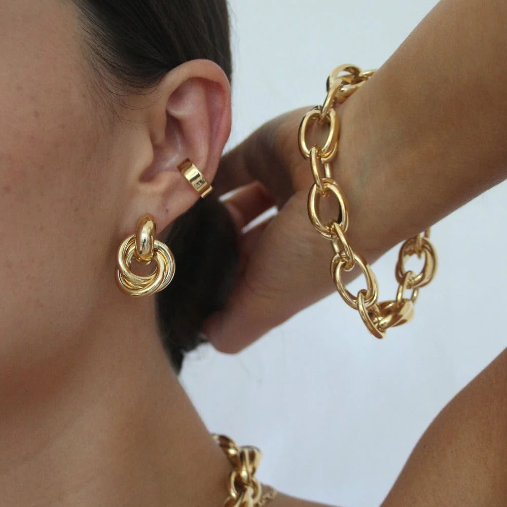 Statement Interlocking Earrings - Gold - Image 7