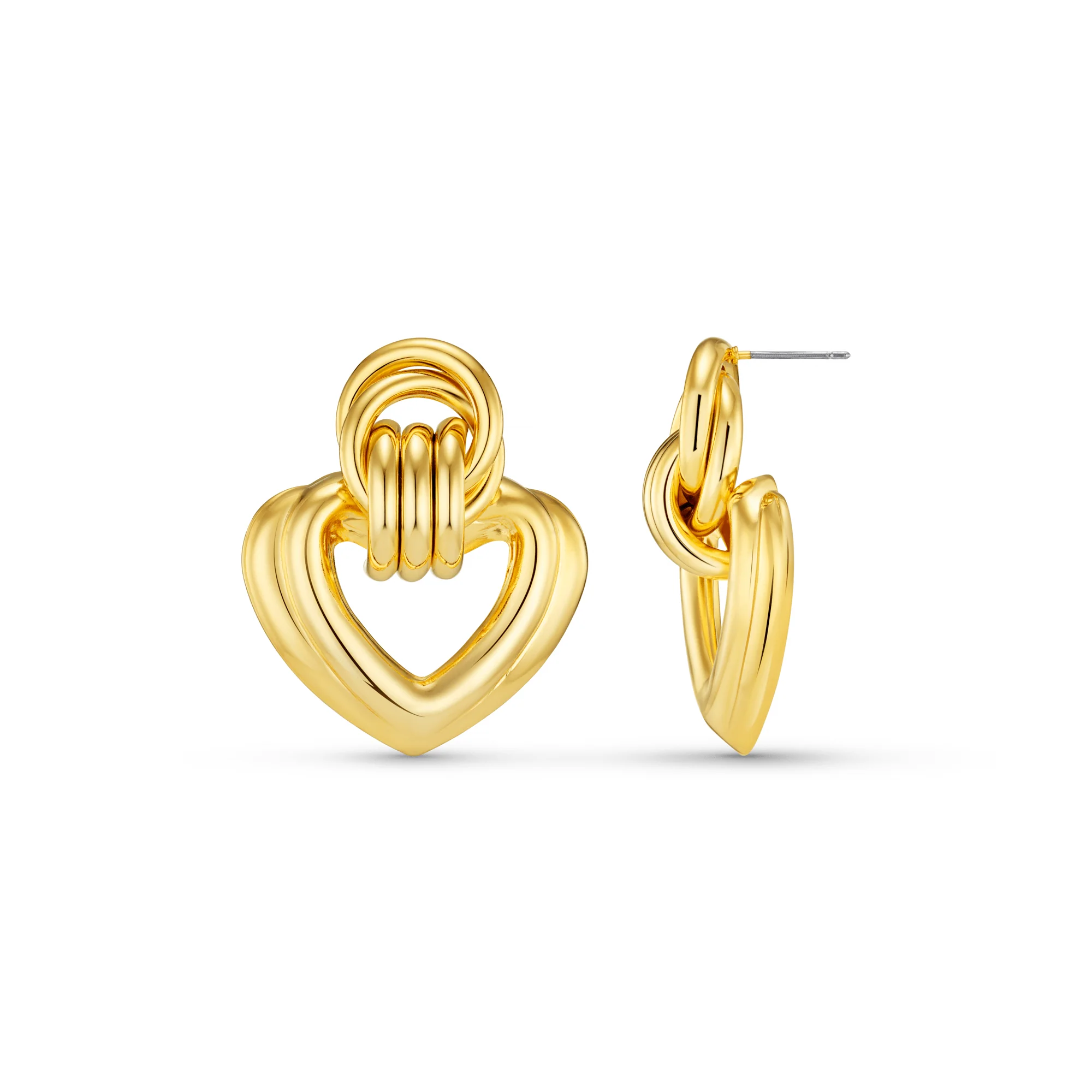 Statement Interlocking Textured Heart Earrings