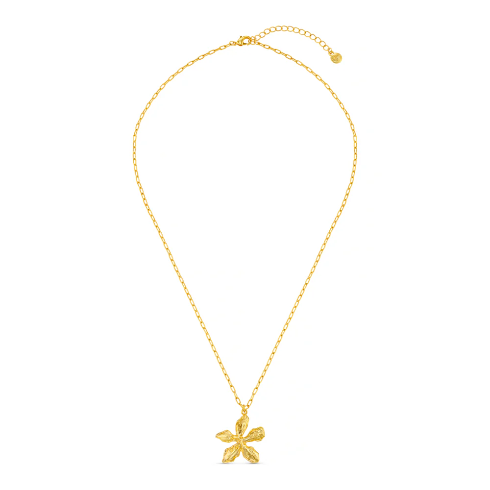Statement Textured Flower Necklace - Image 4