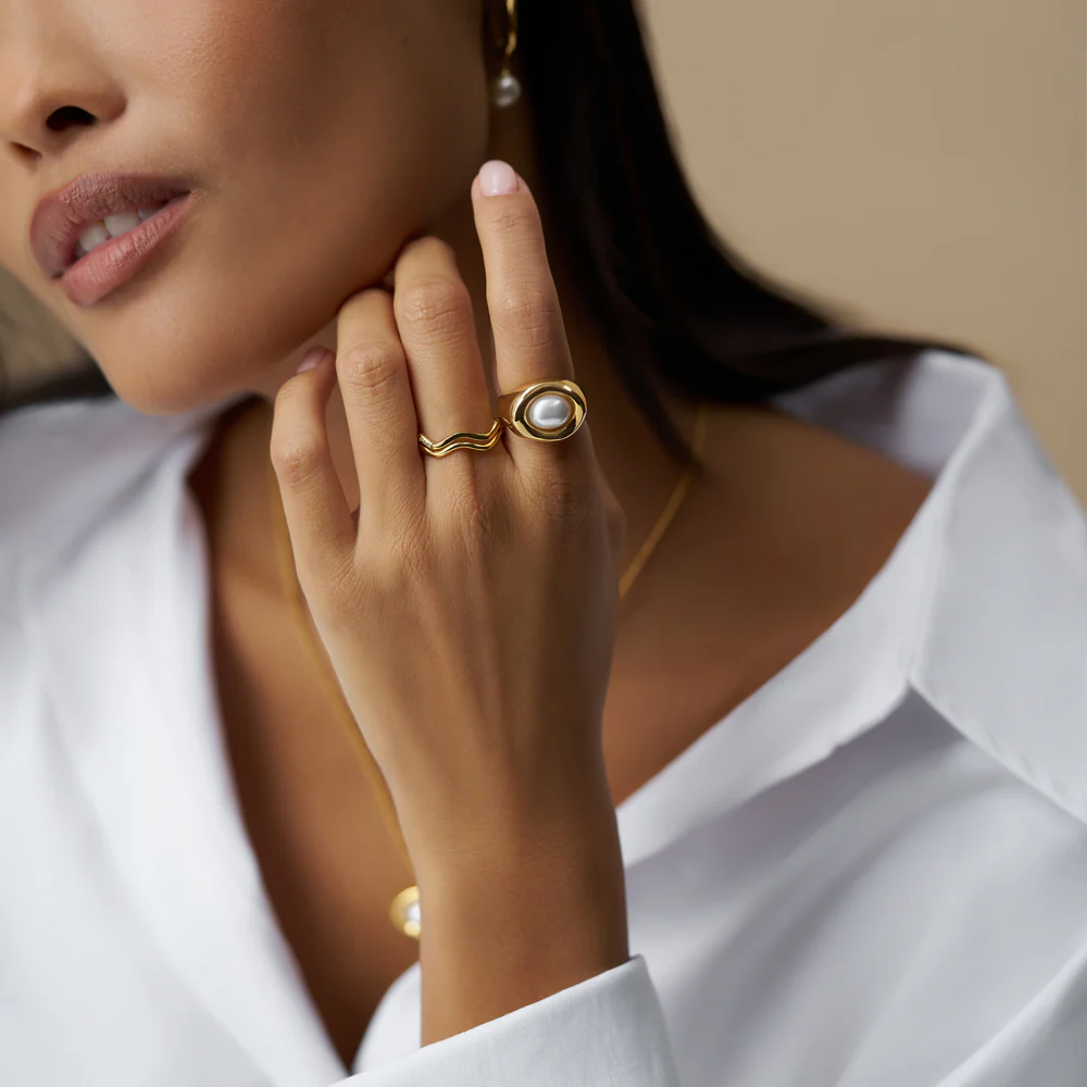 Statement Molten Pearl Ring - Image 2
