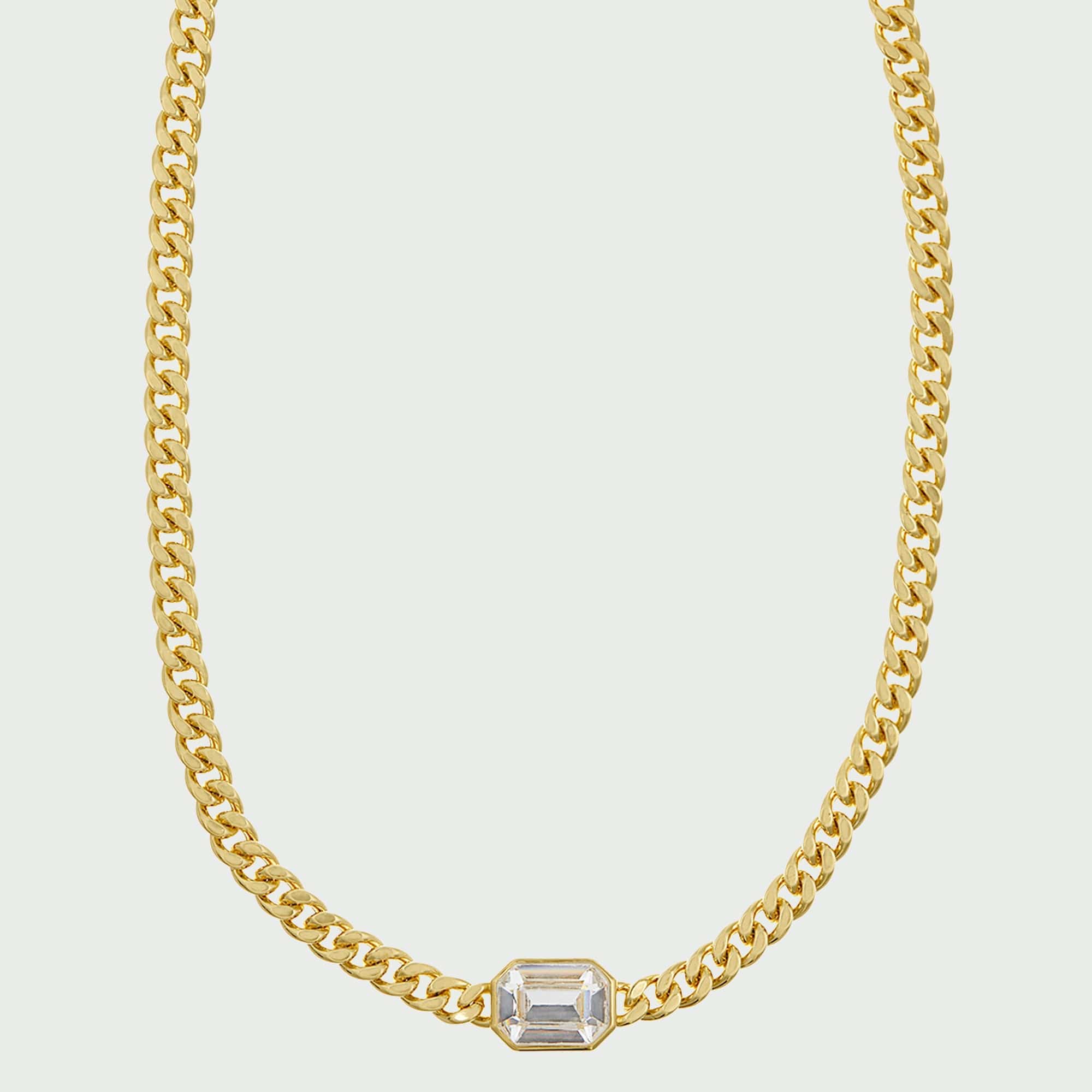 Statement Octagon Crystal Chain Necklace - Image 5