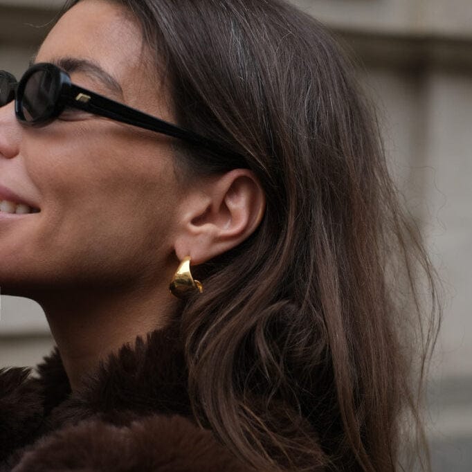 Statement Taper Metal Hoop Earrings - Image 3