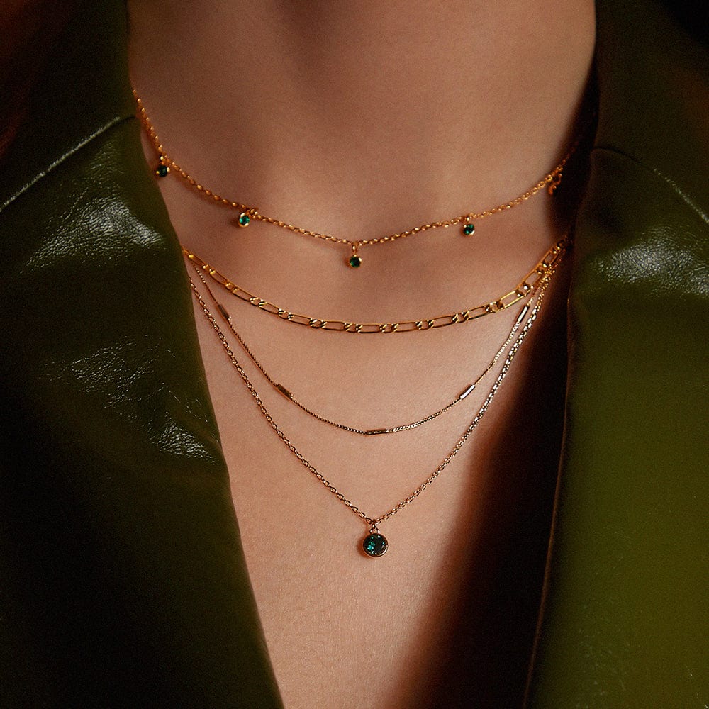Emerald Necklace Made With Swarovski® Crystals - Gold - Image 5