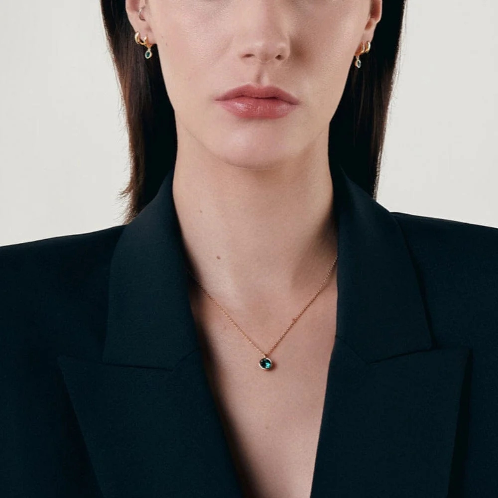Emerald Necklace Made With Swarovski® Crystals - Gold - Image 6