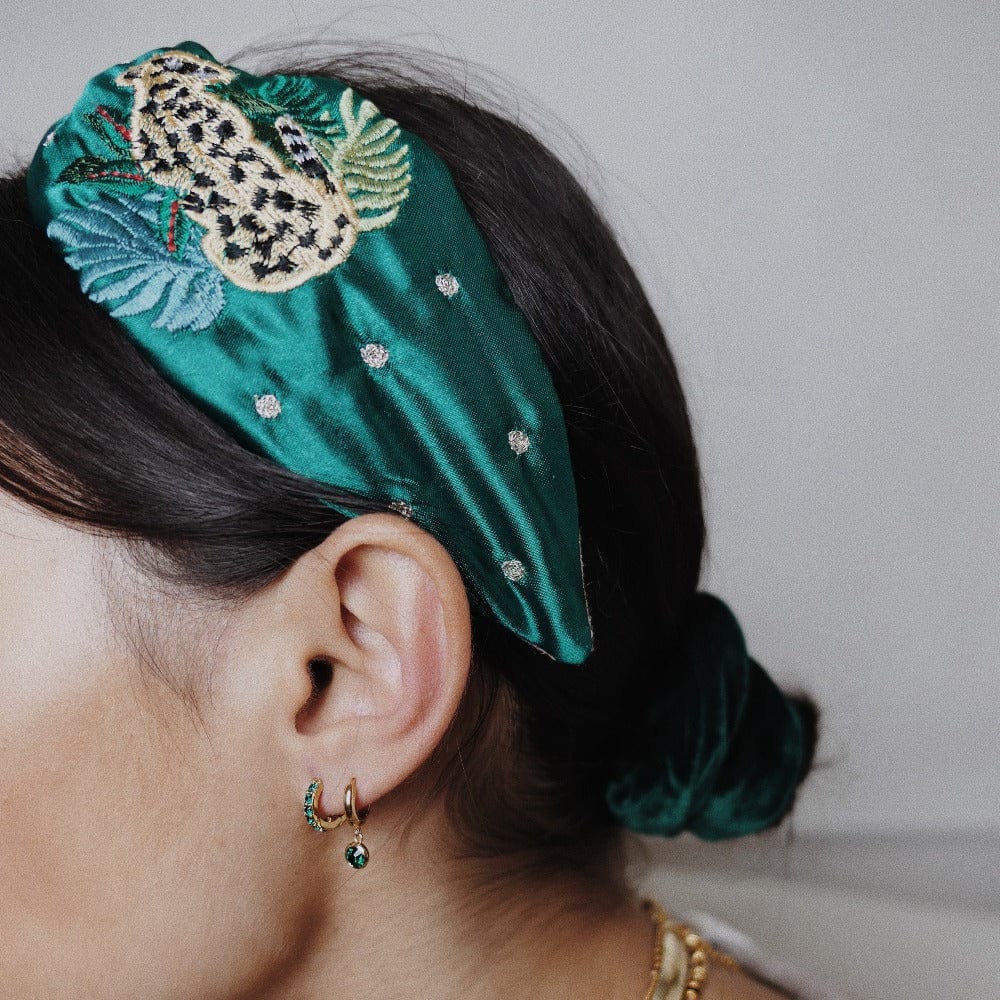 Emerald Drop Huggie Hoop Earrings Made With Swarovski® Crystals - Gold - Image 6