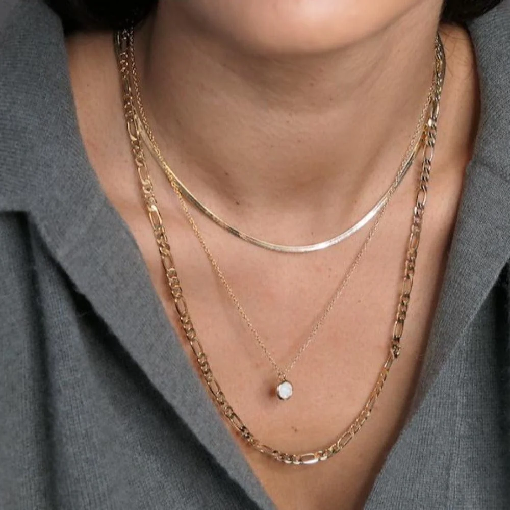 White Opal Necklace Made With Swarovski® Crystals - Gold - Image 2