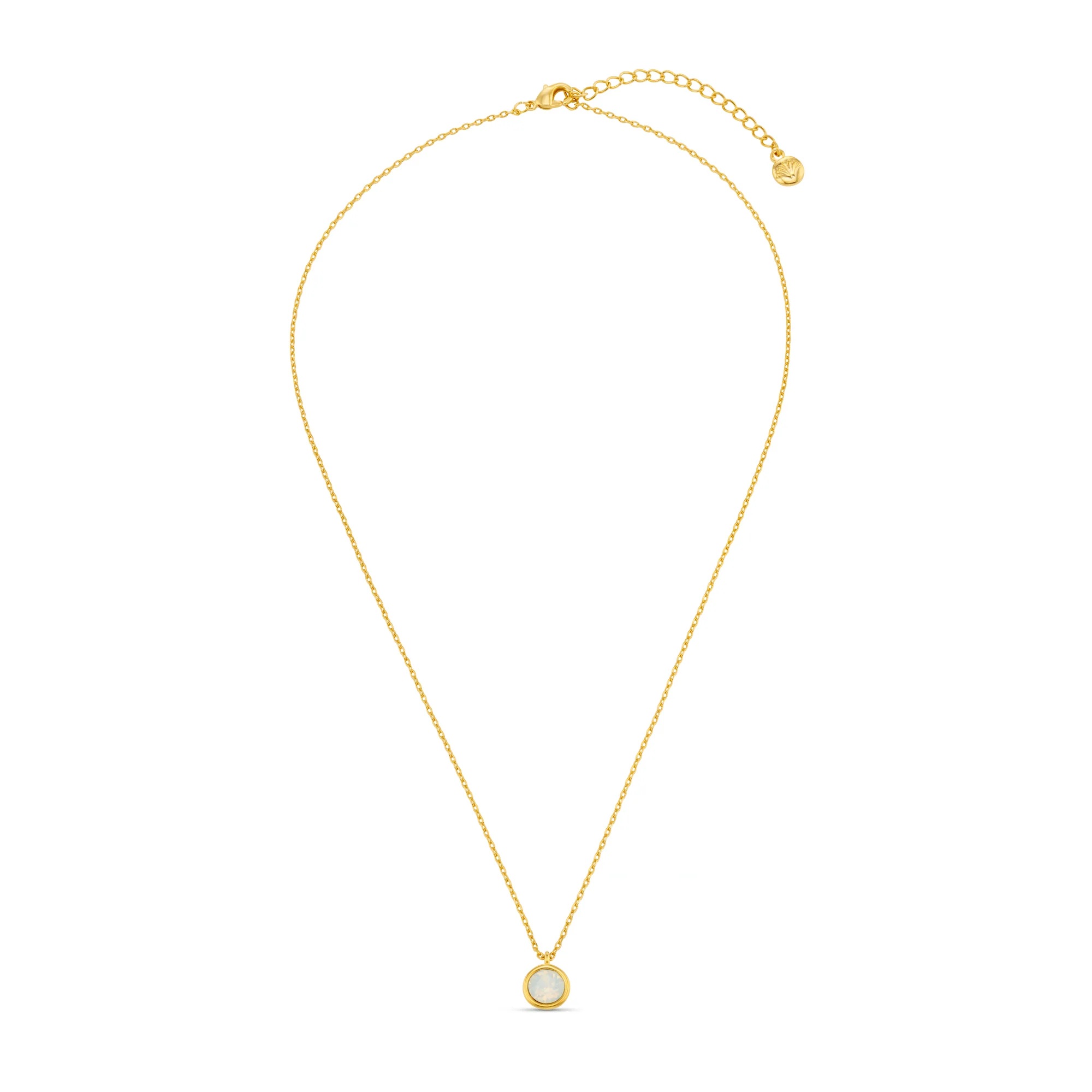 White Opal Necklace Made With Swarovski® Crystals - Gold - Image 3